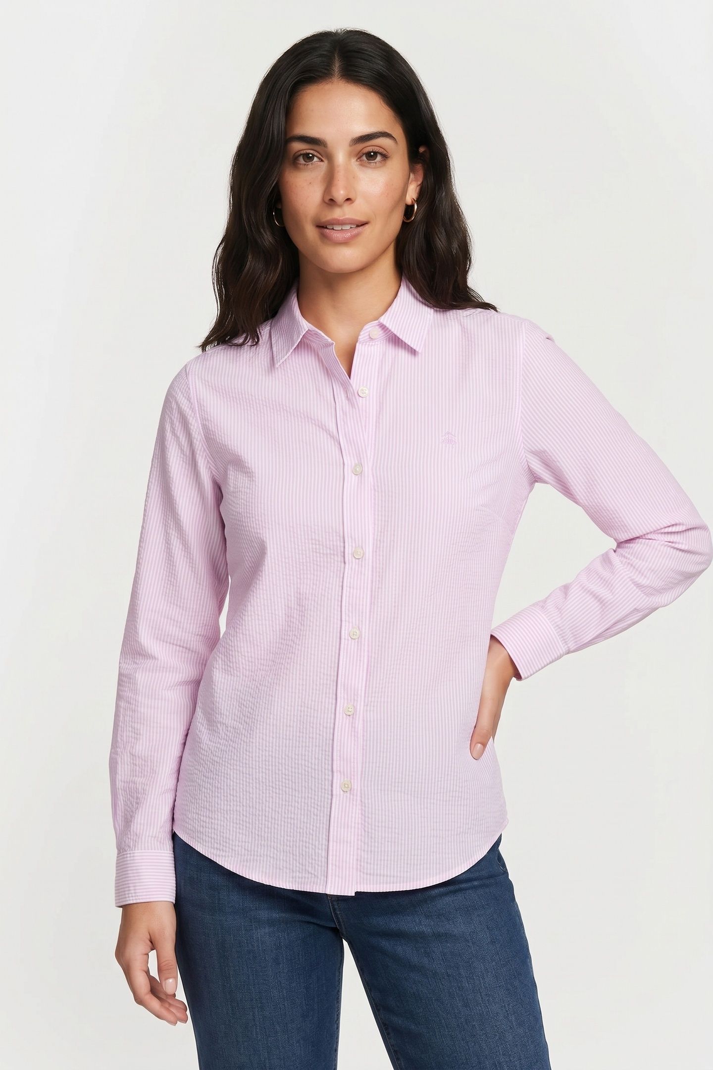 COTTON SEERSUCKER LOGO SHIRT LILAC 1