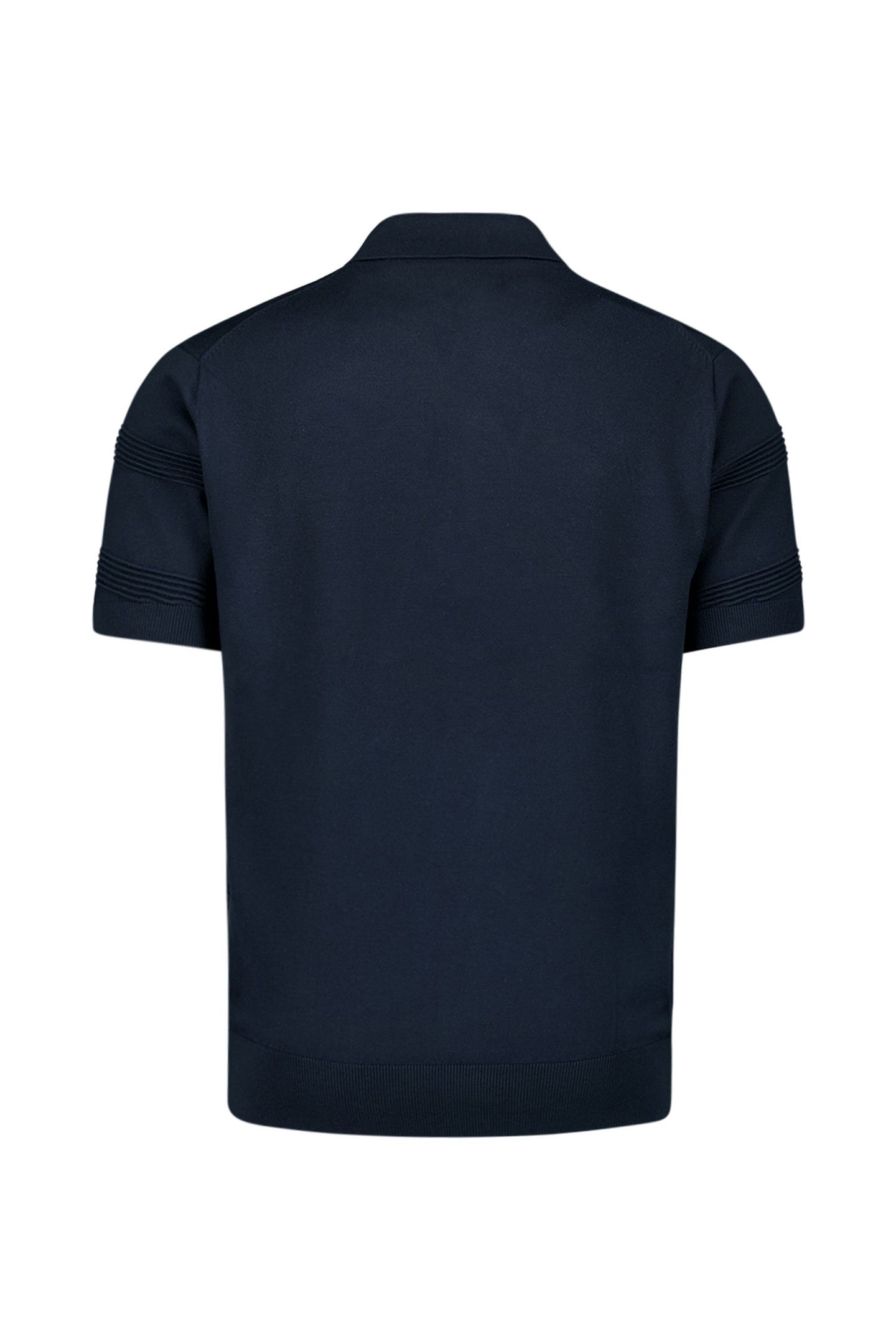 PULLOVER SHORT SLEEVE FULL BUTTON POLO RELIEF KNIT DEEP BLUE 6