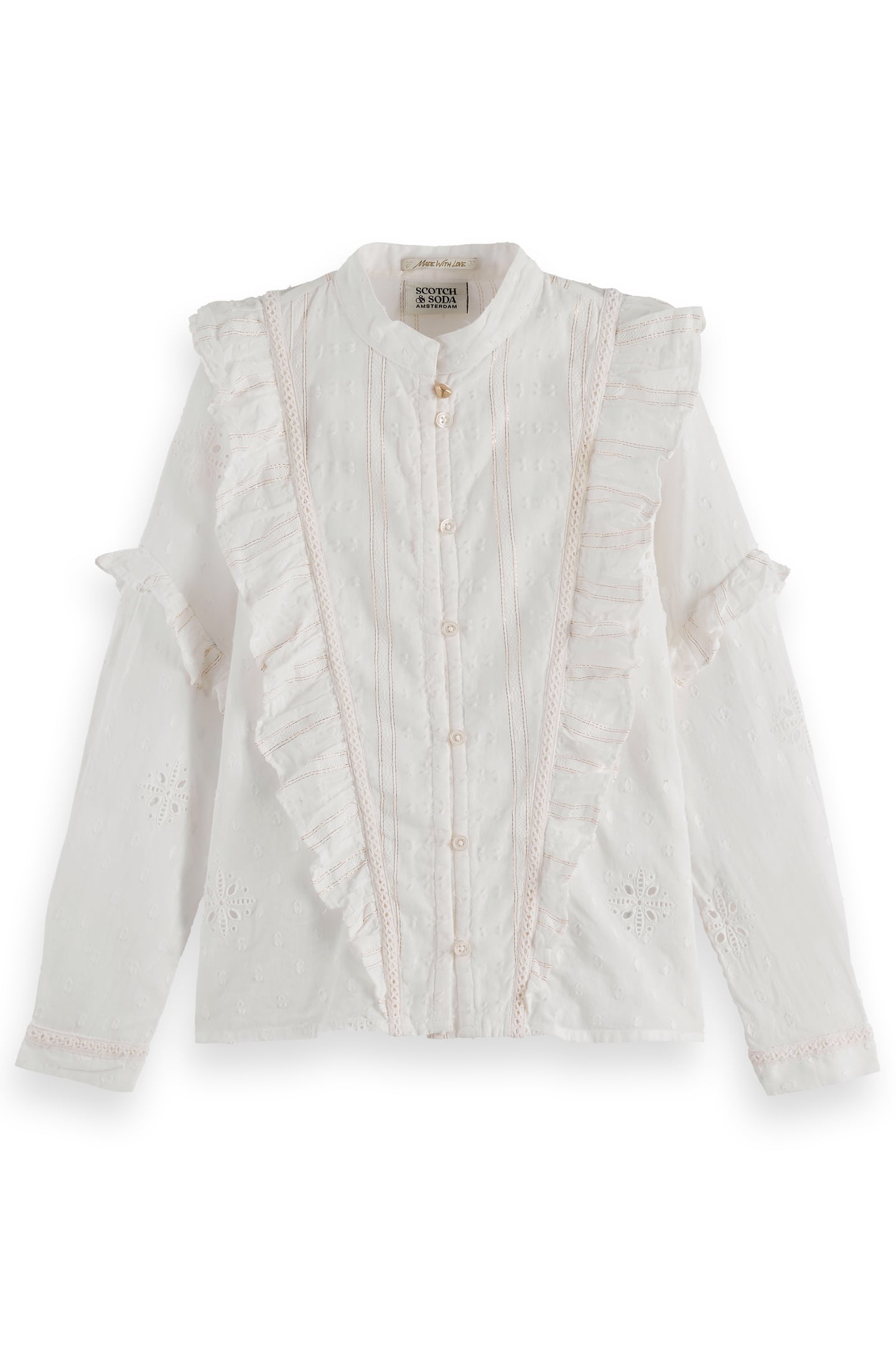 GIRL FANCY LUREX COTTON SHIRT EGGNOG 2