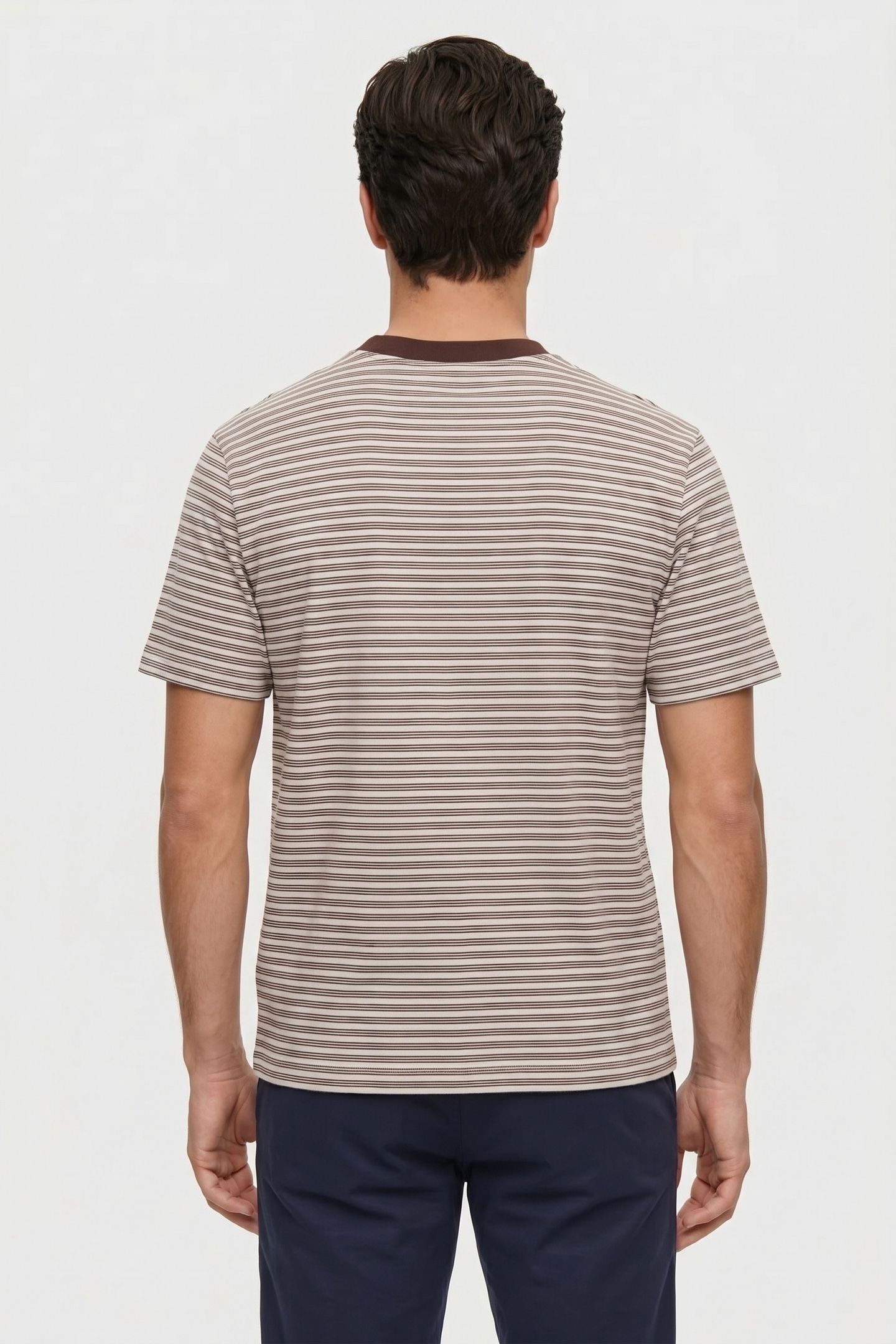 SS STRIPED OTTOMAN T-SHIRT RICH BROWN 2