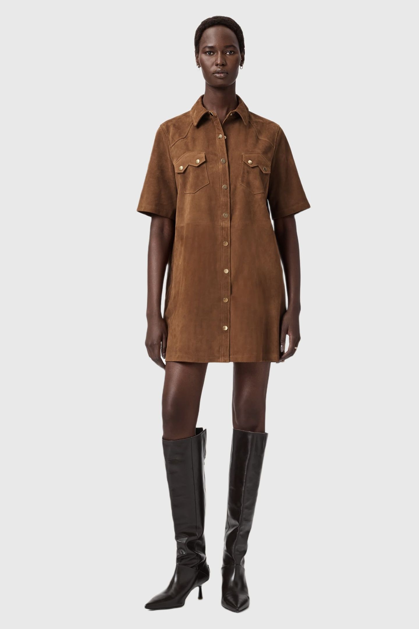 ROCK SUEDE DRESS SUGAR BROWN 1