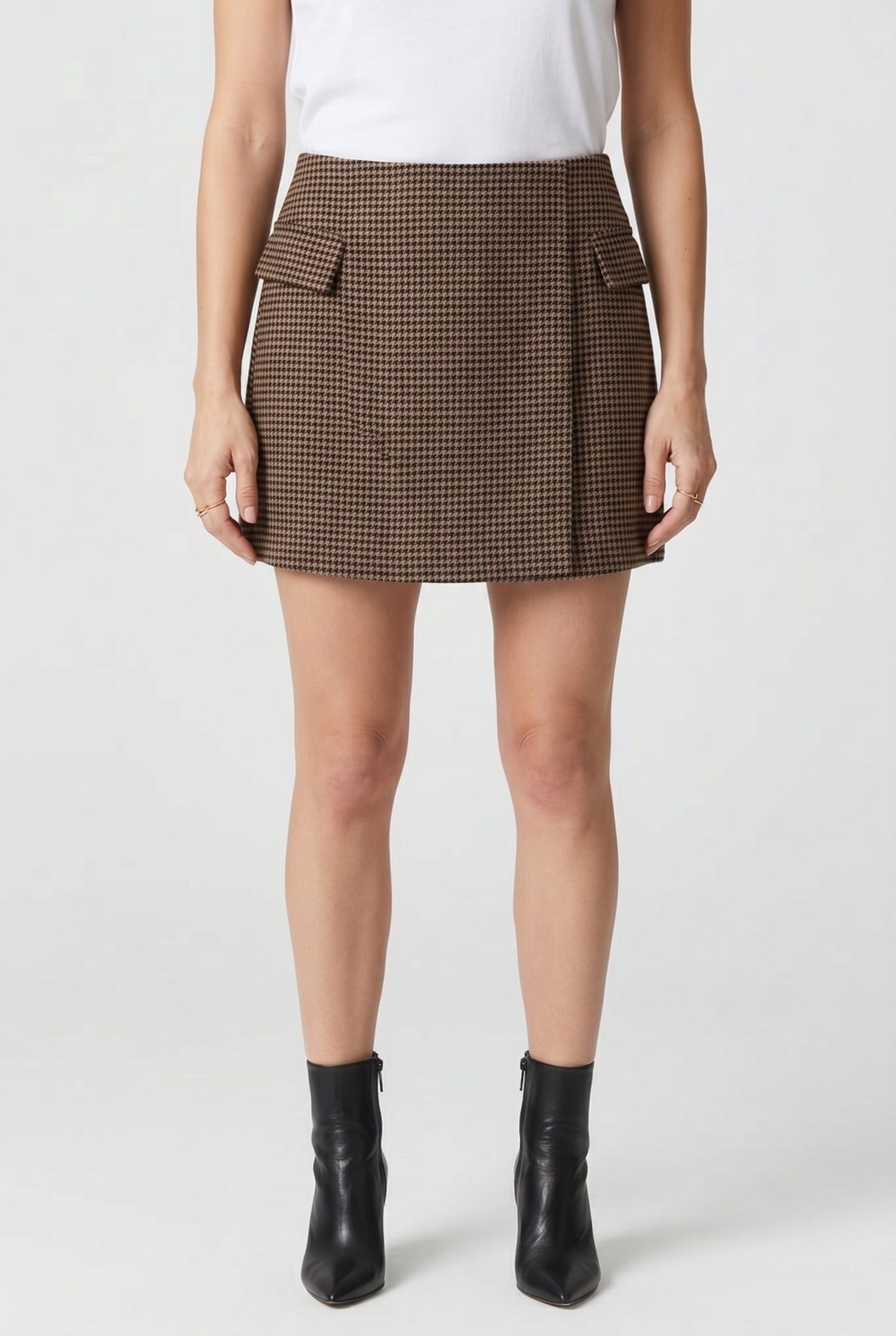 HOUNDSTOOTH SKIRT BROWN 1