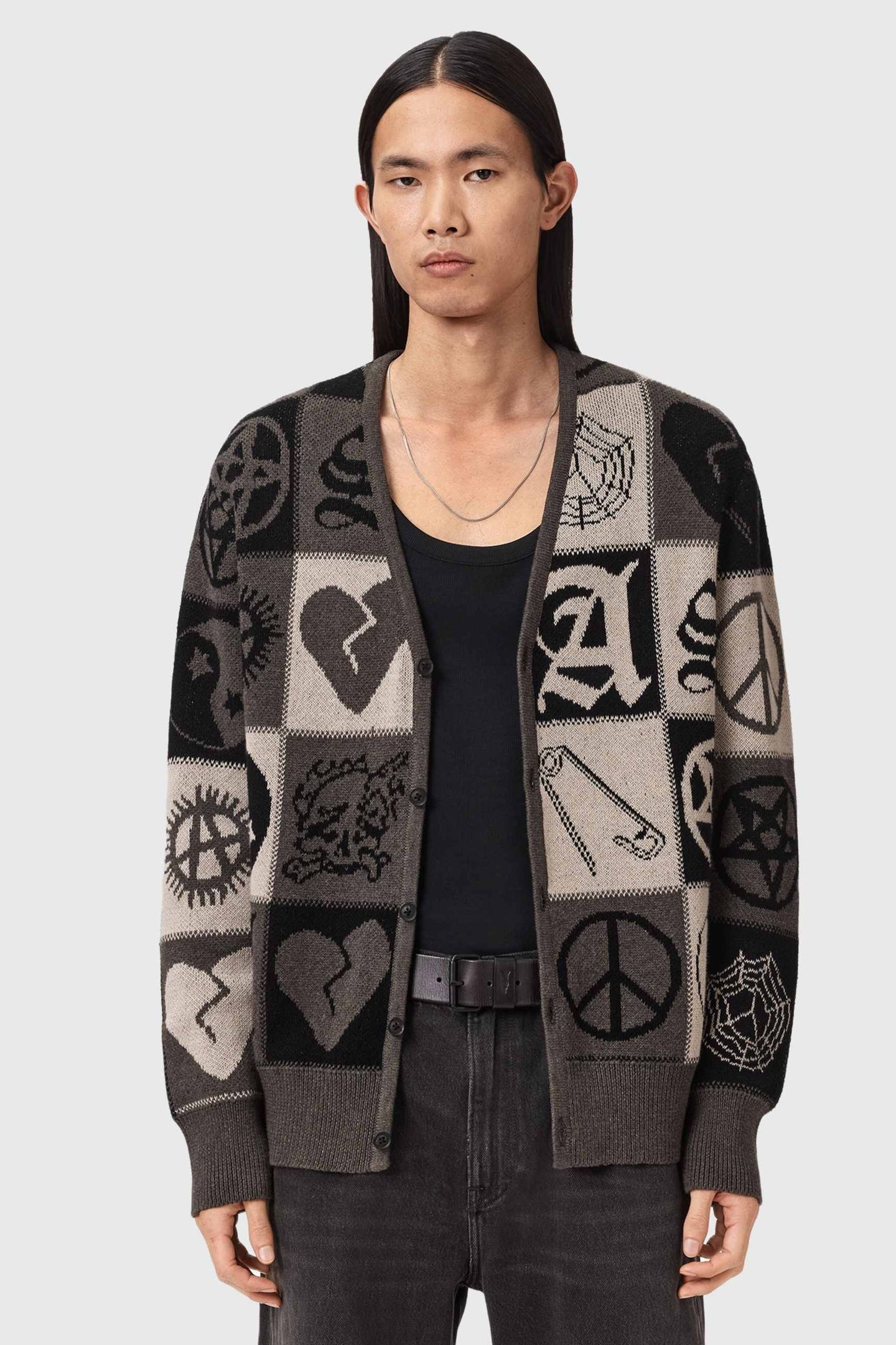 BARKER CARDIGAN TAUPE BROWN/BLACK 1