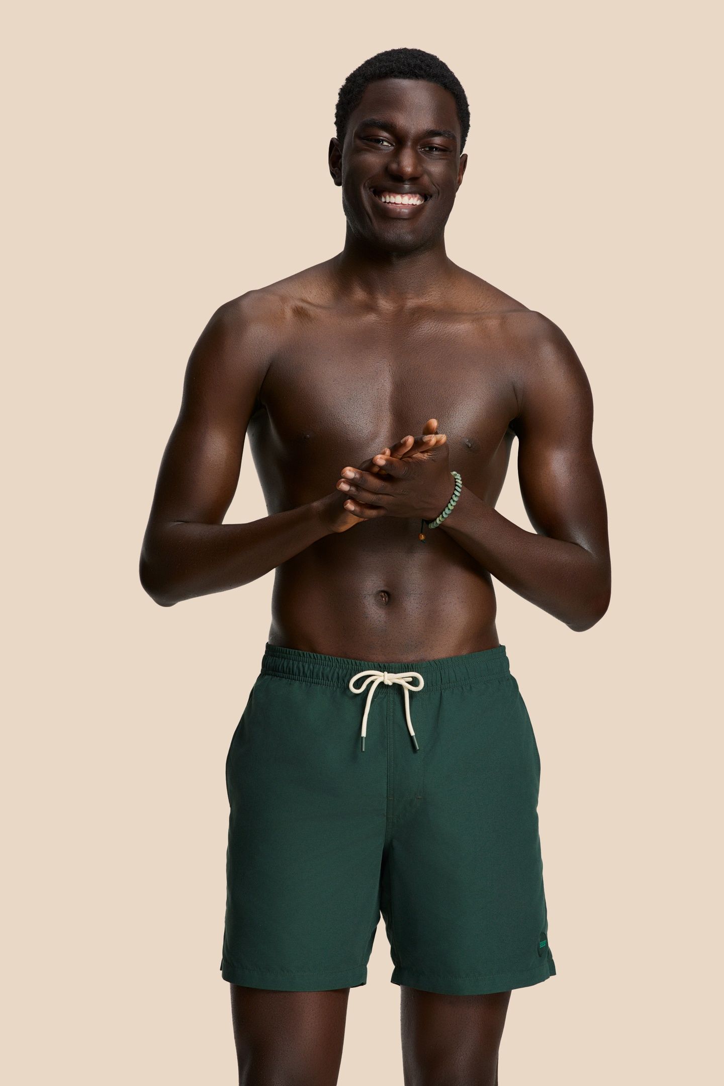 MEN MIKE SWIM SHORTS 7 INCH SOLID GREEN LEAF 2