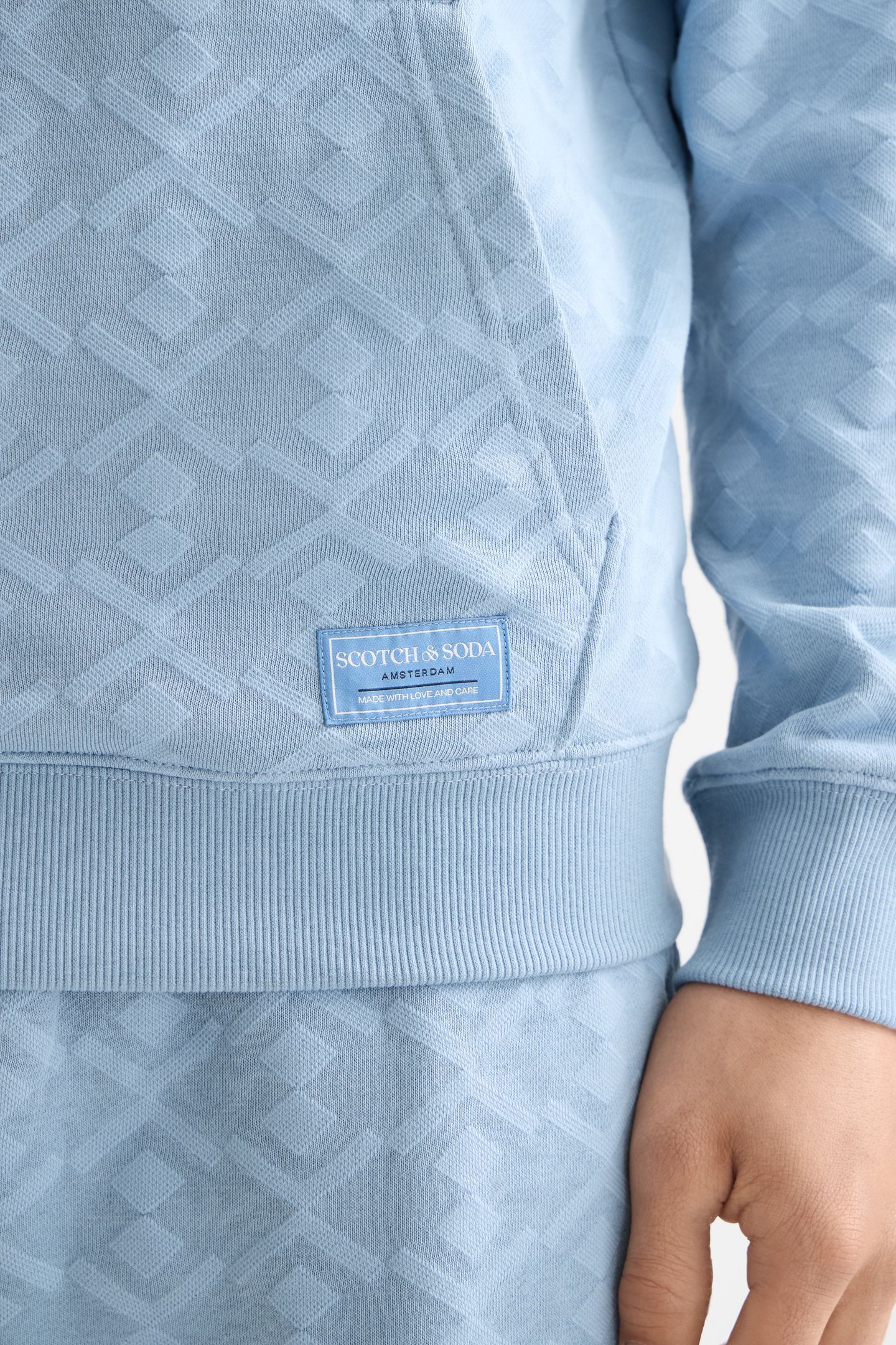 JACQUARD TERRY HOODIE FADED DENIM 4