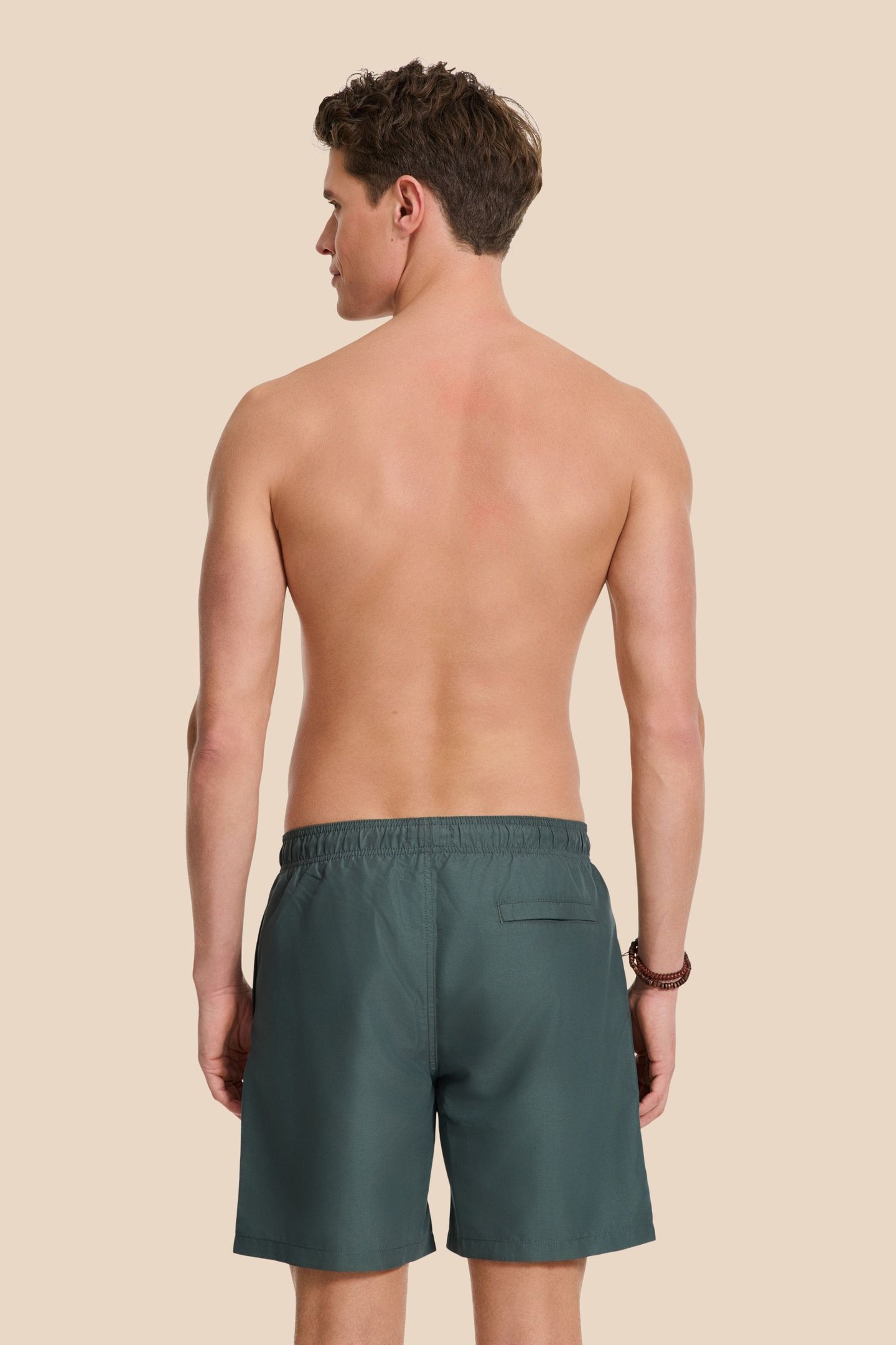 MEN MIKE SWIM SHORTS 7 INCH SOLID GREEN SMOKEY 3