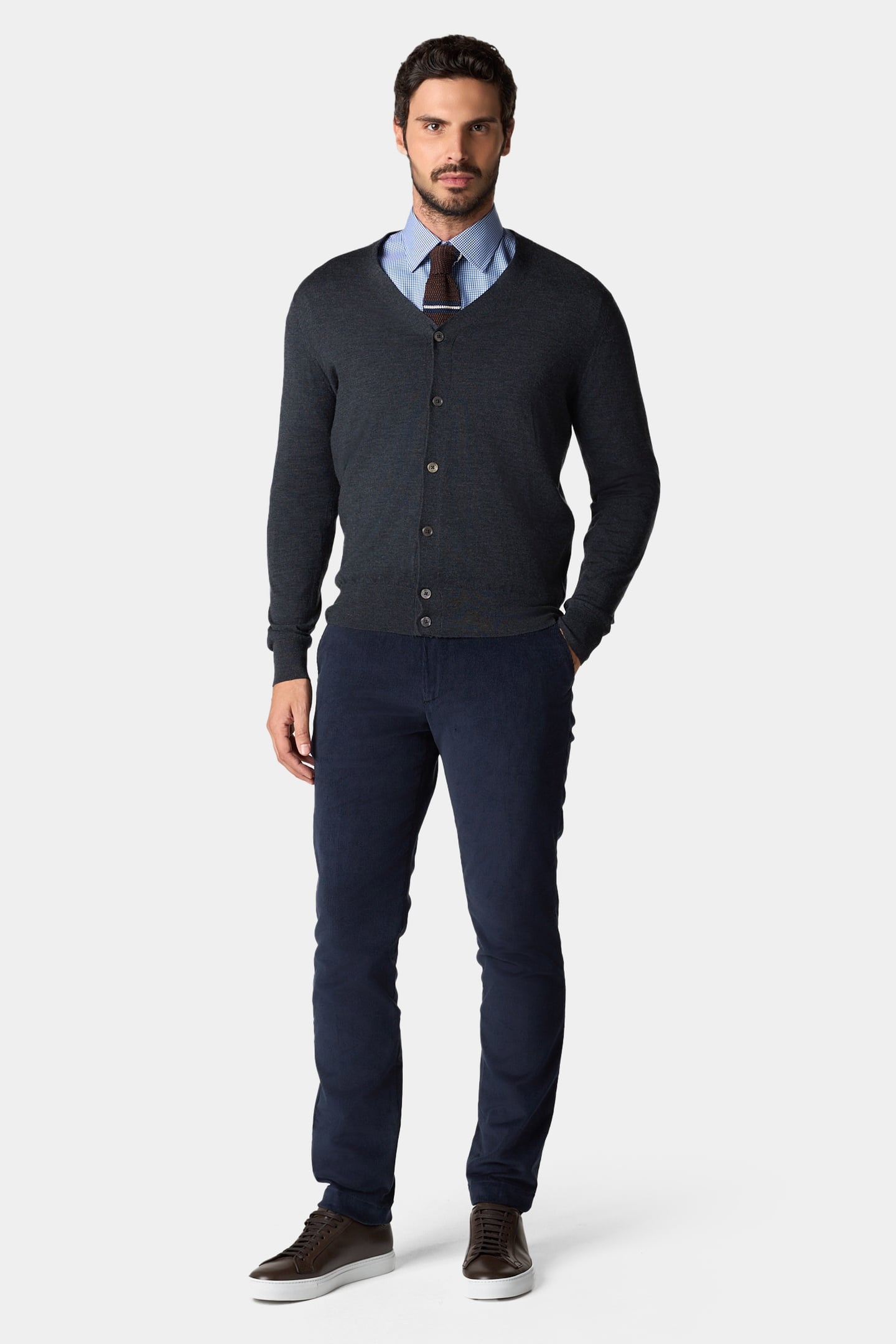 SLIM FIT COTTON CORDUROY CHINOS NAVY 2
