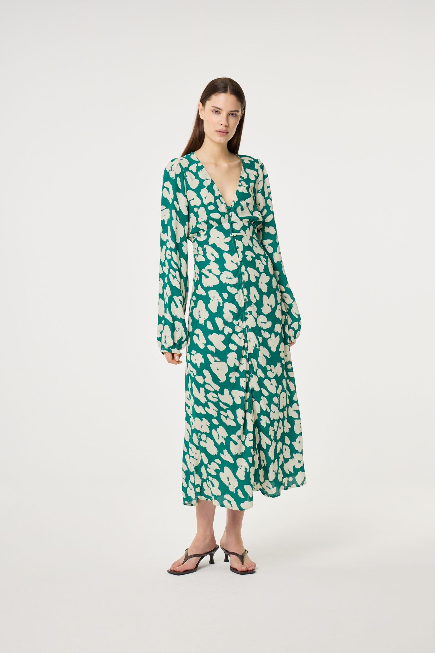 ANA DRESS EVERGREEN/COSY WHITE 1