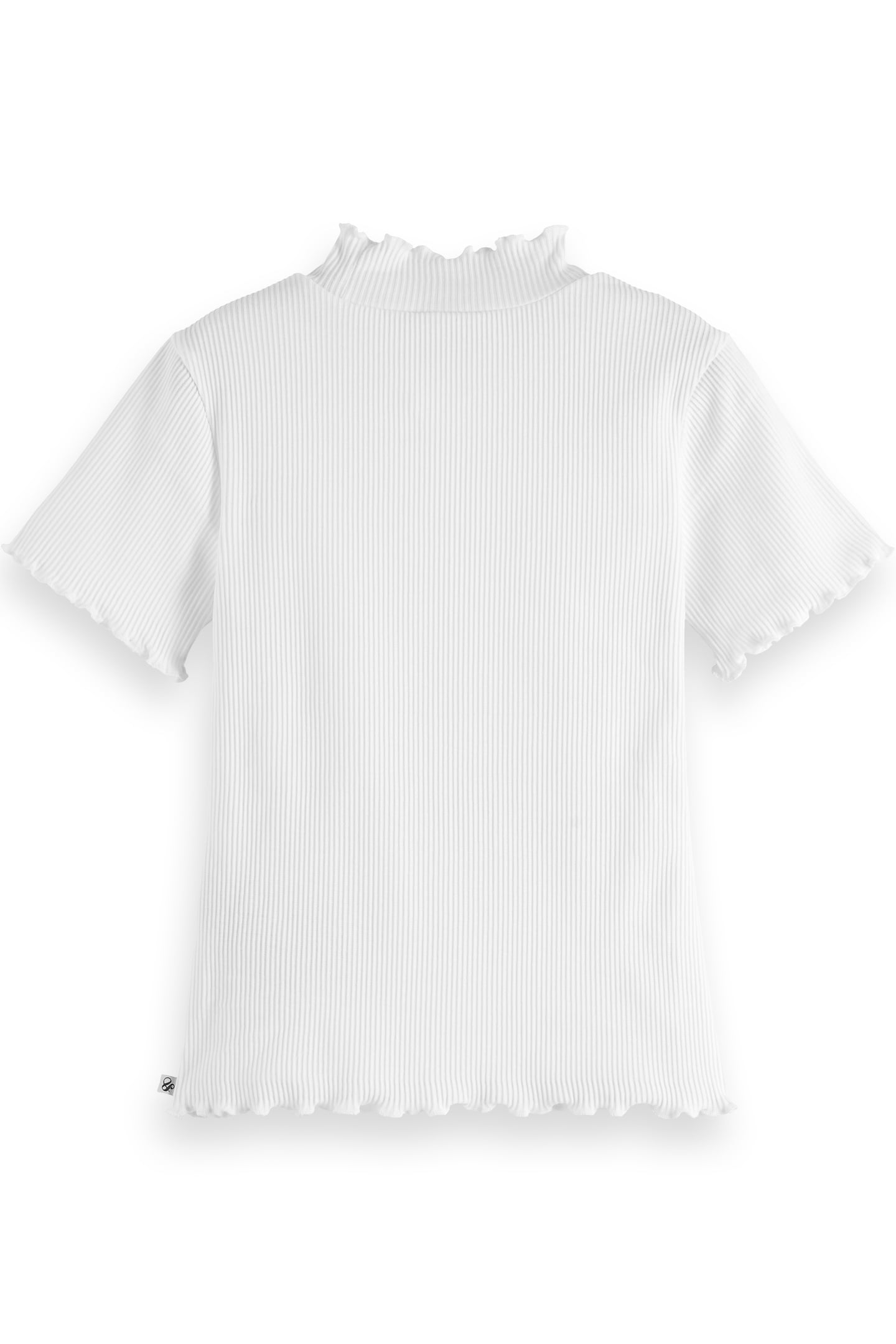 GIRL CORE MOCK NECK RIBBED SLIM-FIT SS T-SHIRT BRIGHT WHITE 2