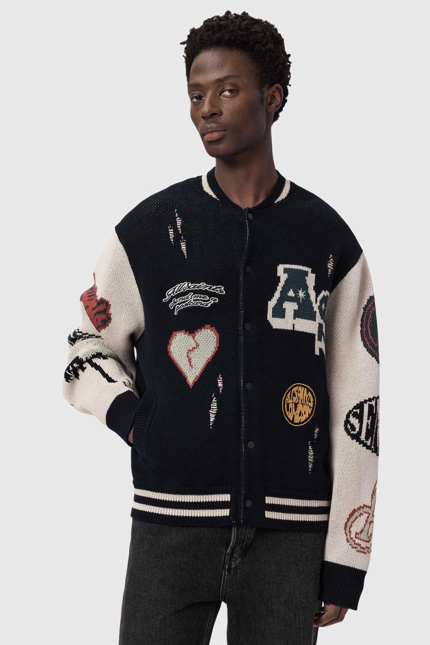 CHASE CARDIGAN BLACK/ECRU WHITE 2