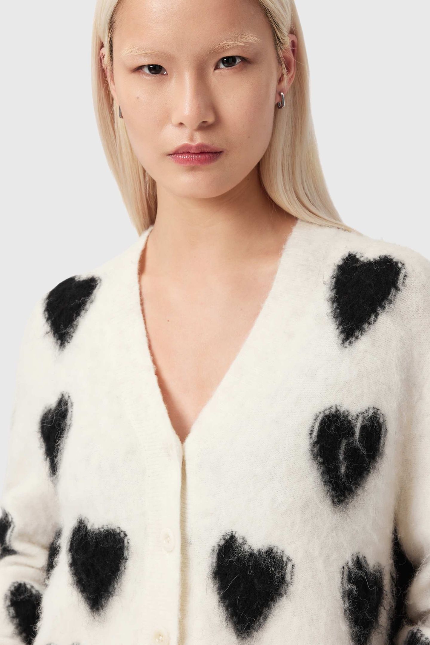 SCATTER HEART CARDI CHALK WHITE/BLACK 7