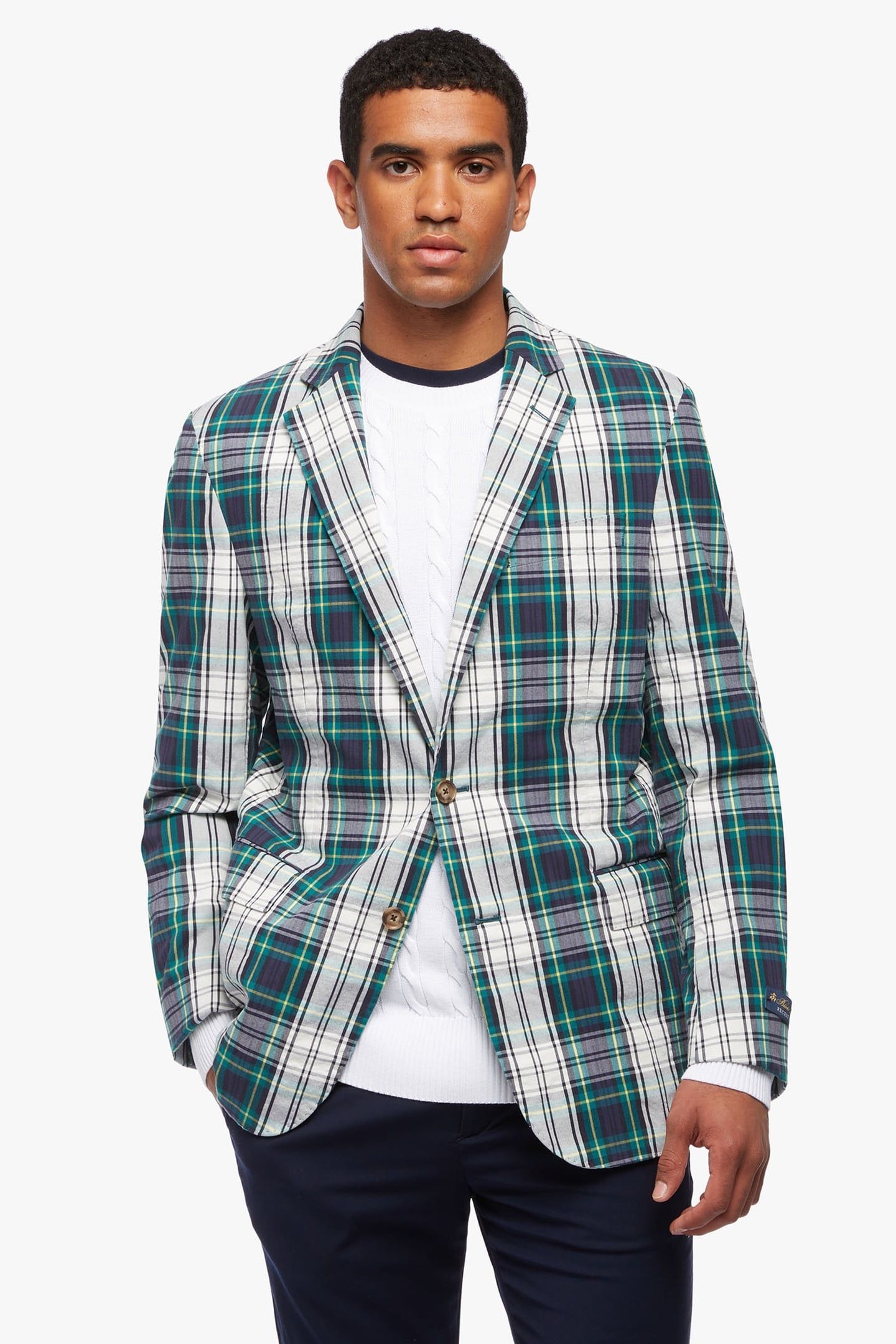 REGENT CLASSIC-FIT MADRAS SPORT COAT OPEN GREEN 1