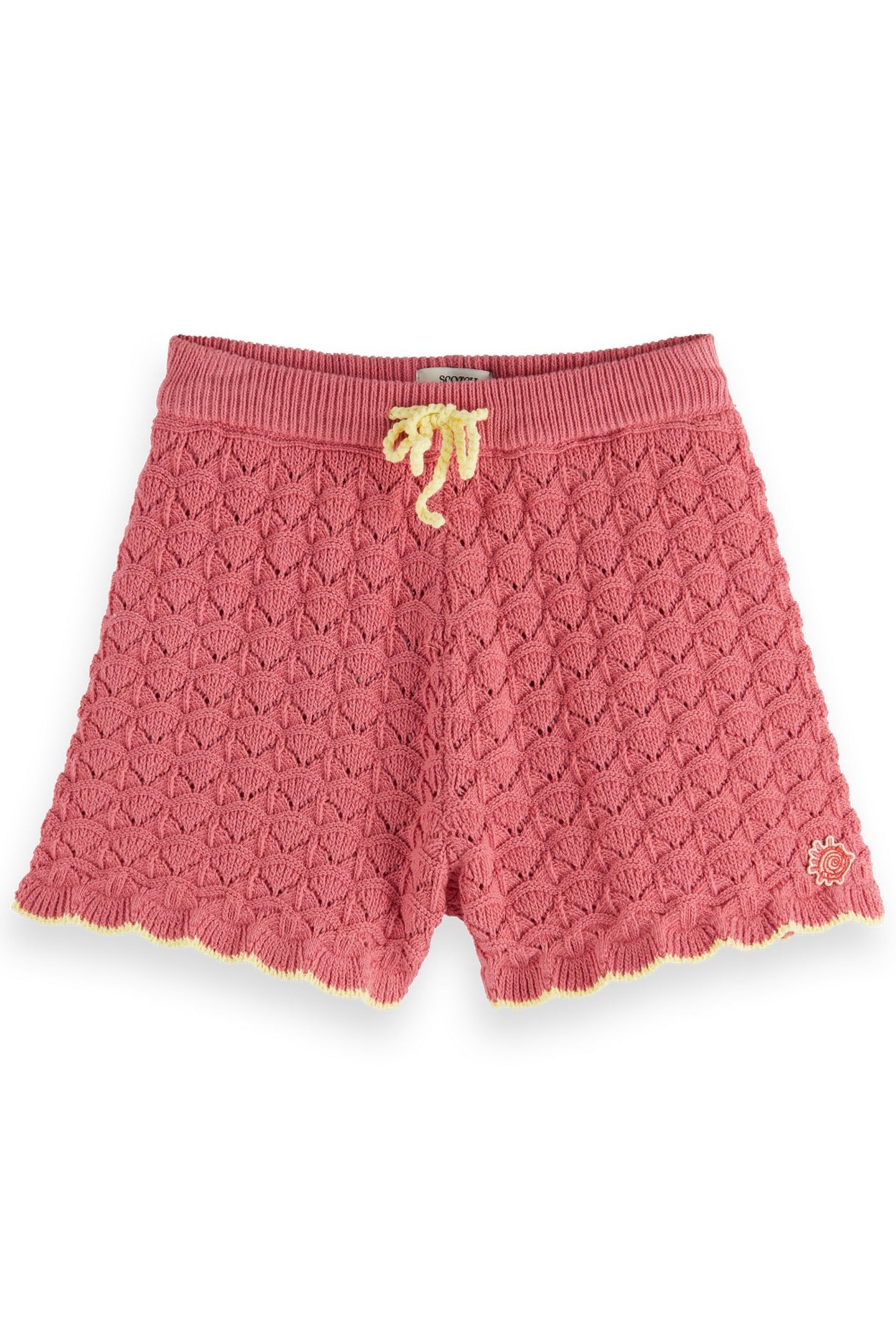 GIRL SCALLOPED KNITTED SHORTS ROSE PINK 1