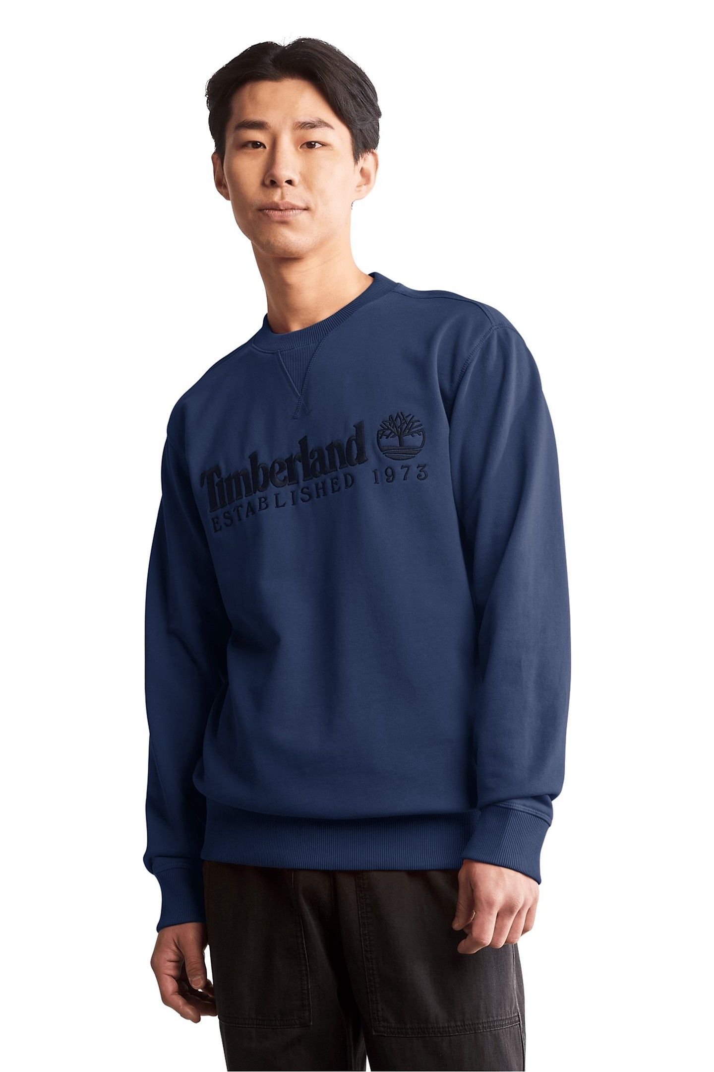 EMBROIDERED LOGO CREW NECK SWEATSHIRT DARK SAPPHIRE 1