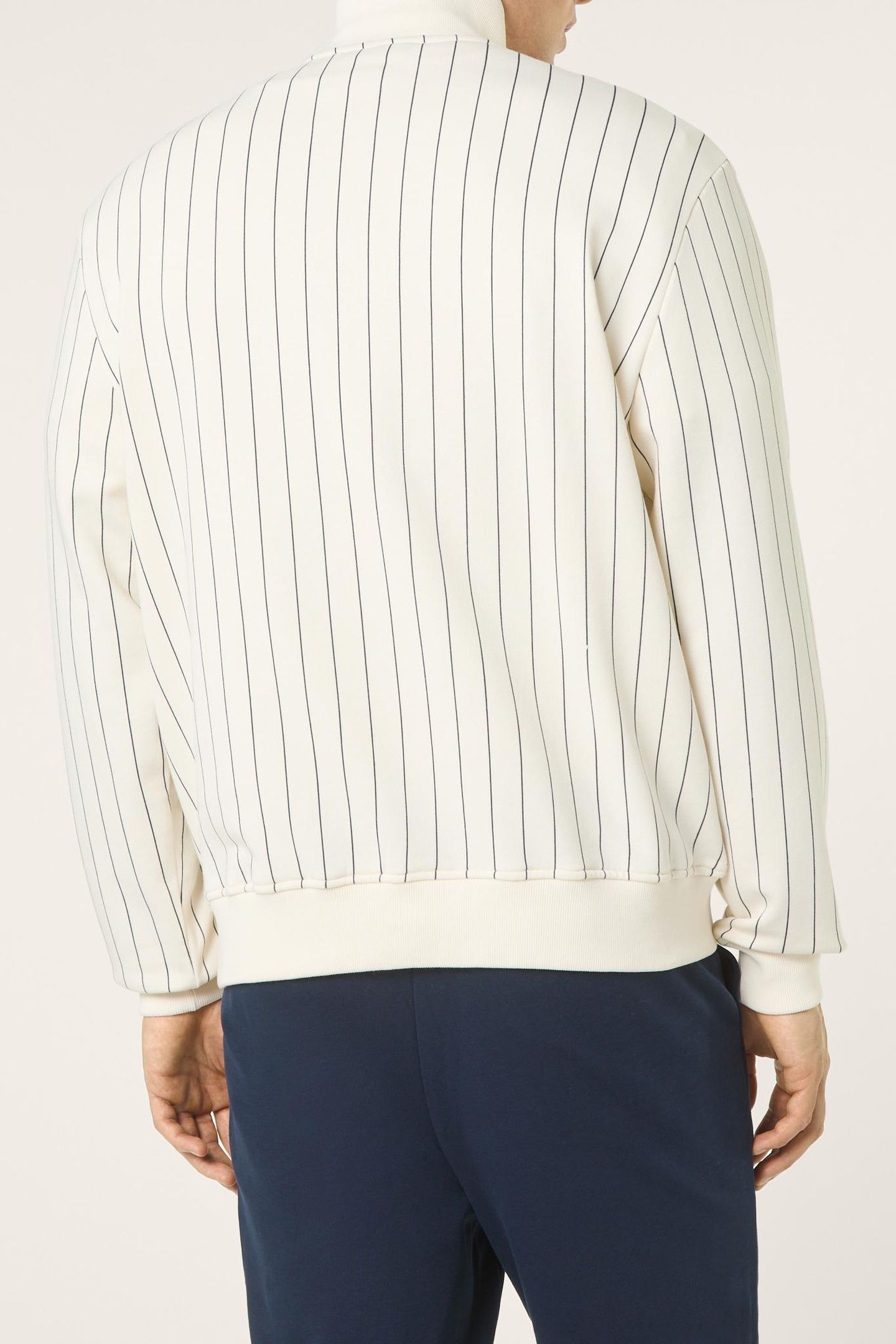 STATUTO LOOSE PINSTRIPED HALF ZIP SWEATSHIRT EGRET / BLACK I 3