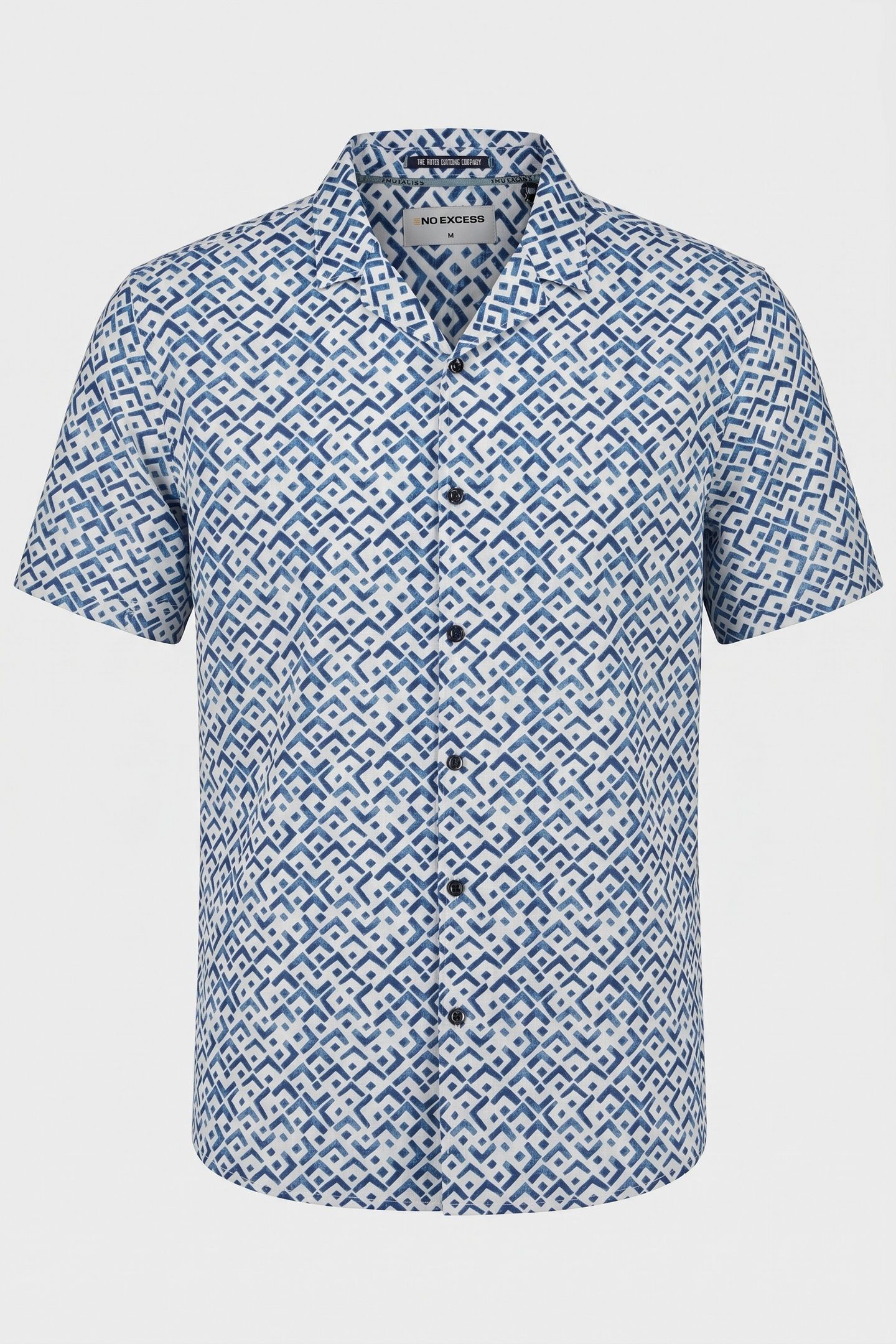 SHIRT SHORT SLEEVE REVERS COLLAR SLUB ALLOVER PRINTED INDIGO 4