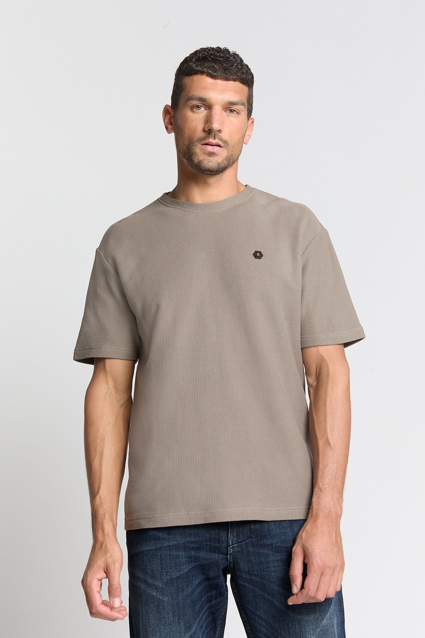 T-SHIRT CREWNECK SOLID JACQUARD CLAY 2