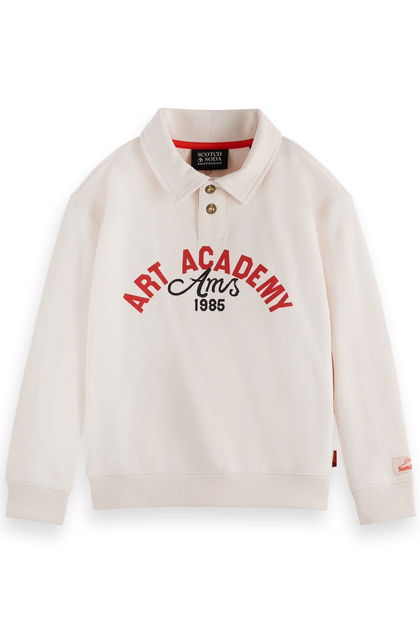 BOY RELAXED-FIT POLO SWEATSHIRT WITH FRONT ARTWORK EGGNOG 1