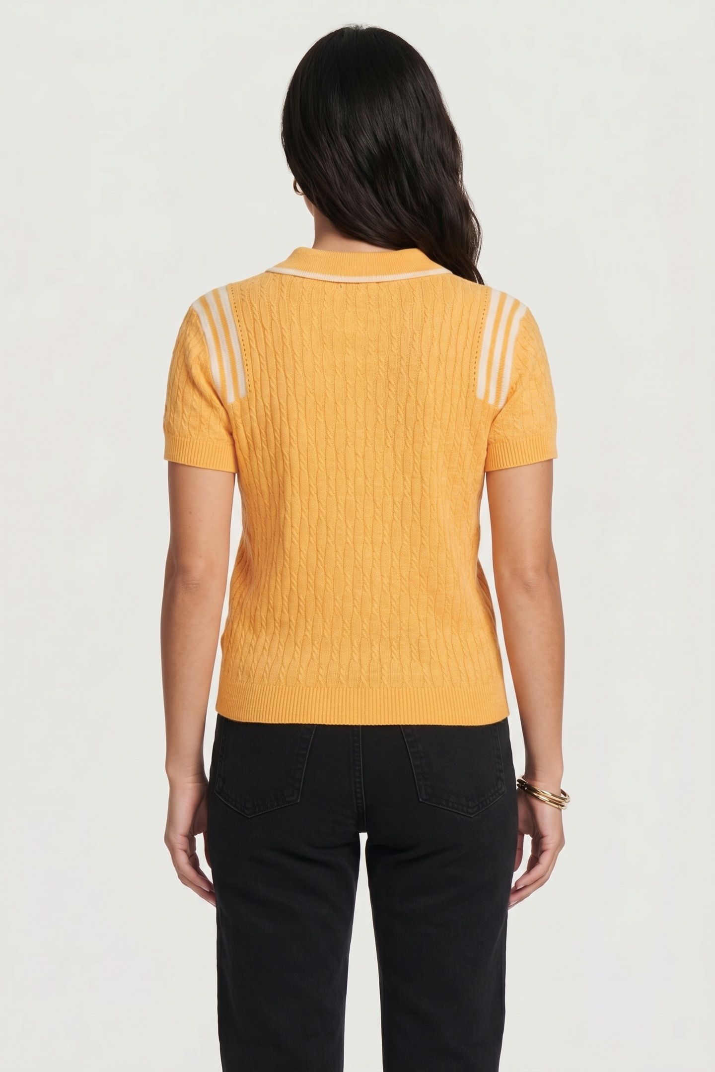 SHORT SLEEVE OPEN NECK COTTON POLO YELLOW 2