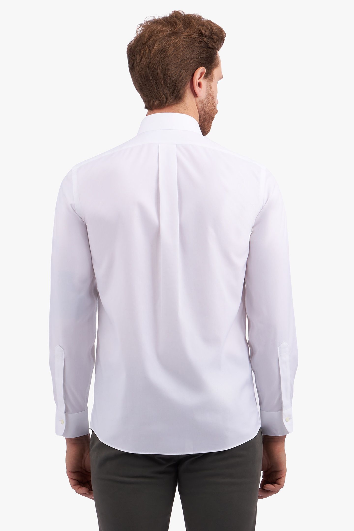 SLIM FIT NON-IRON COTTON SHIRT WITH AINSLEY COLLAR WHITE 3