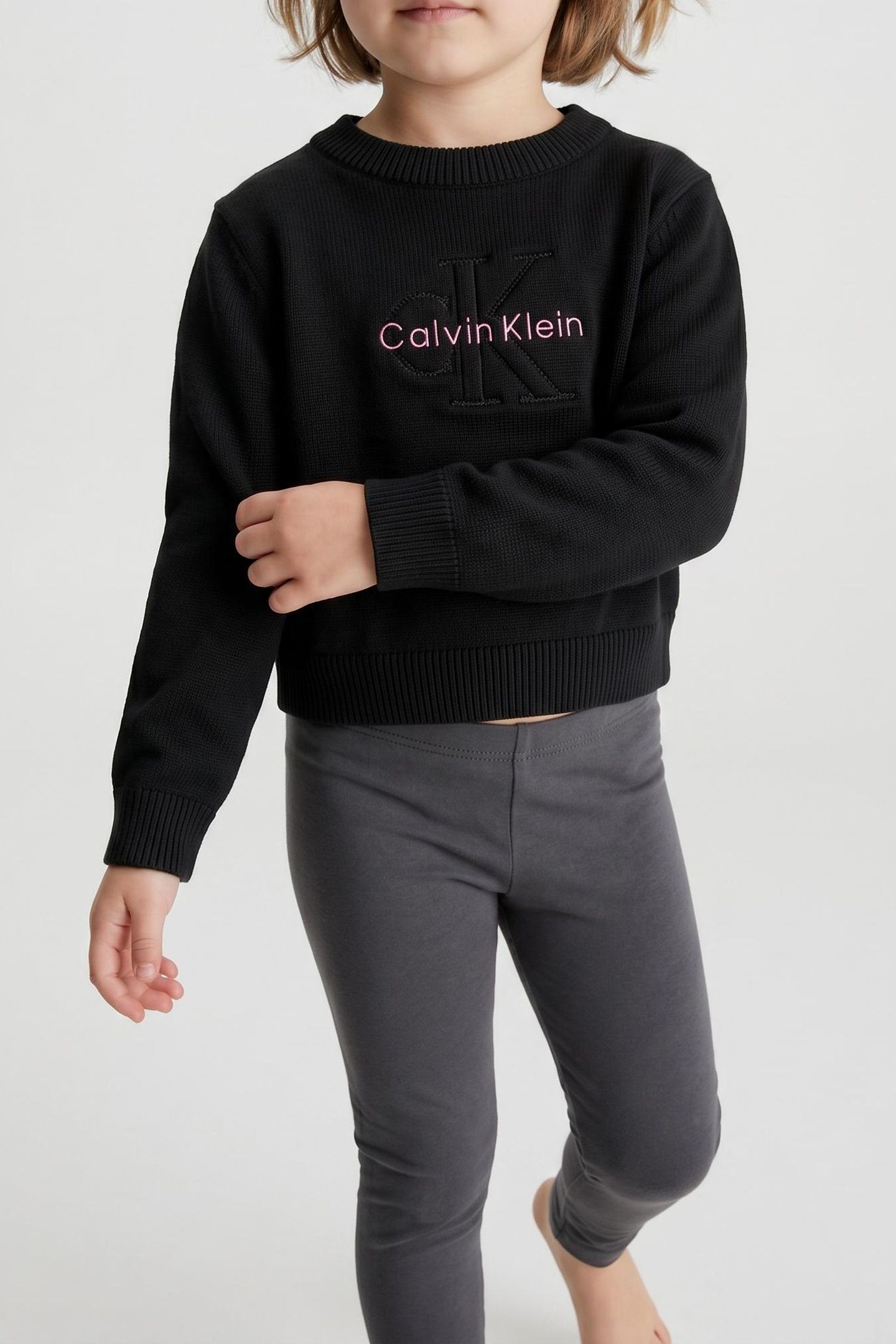 GIRLS MONOLOGO SWEATER BLACK 1