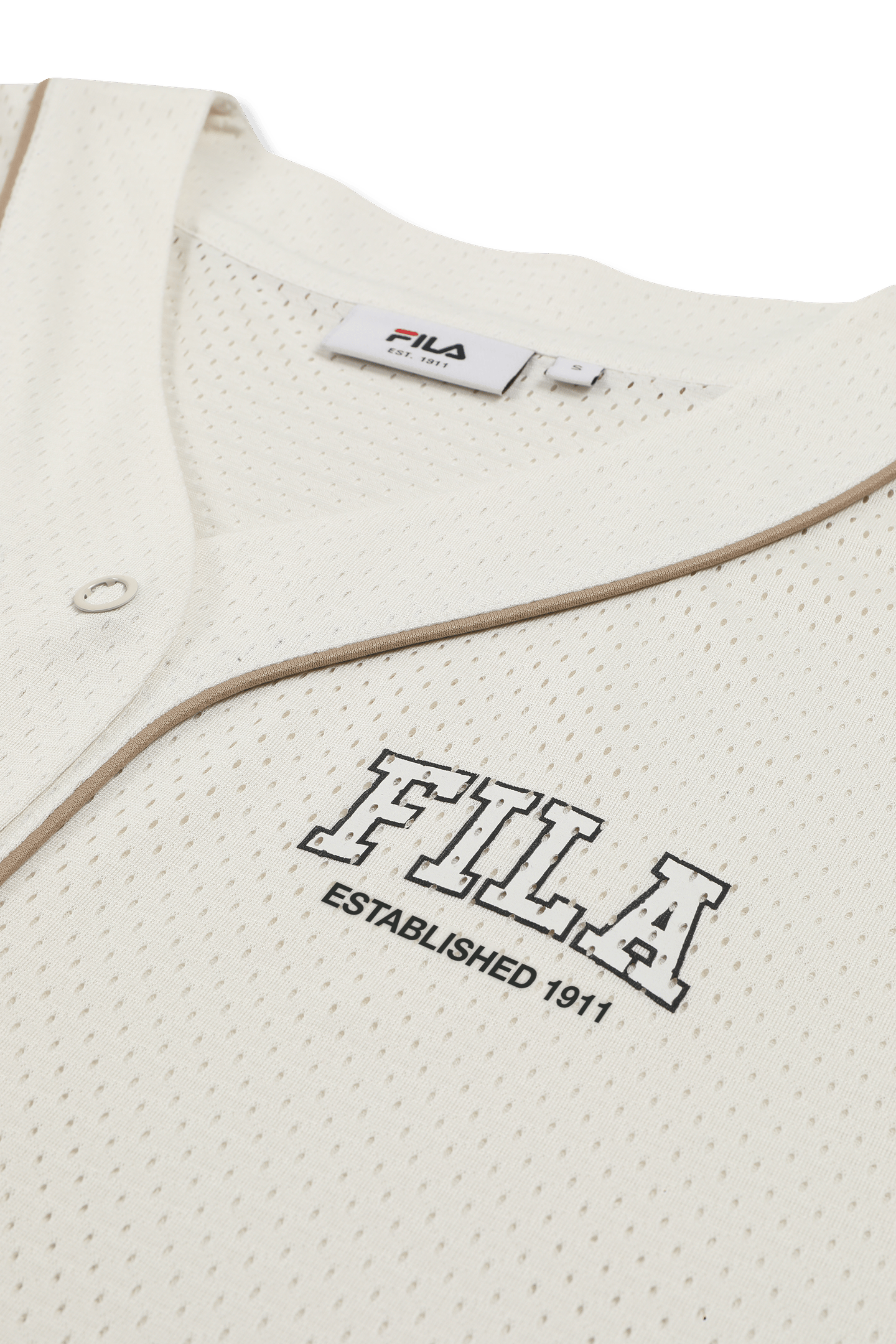 VILLANOVA OVERSIZED MESH BASEBALL SHIRT EGRET 6