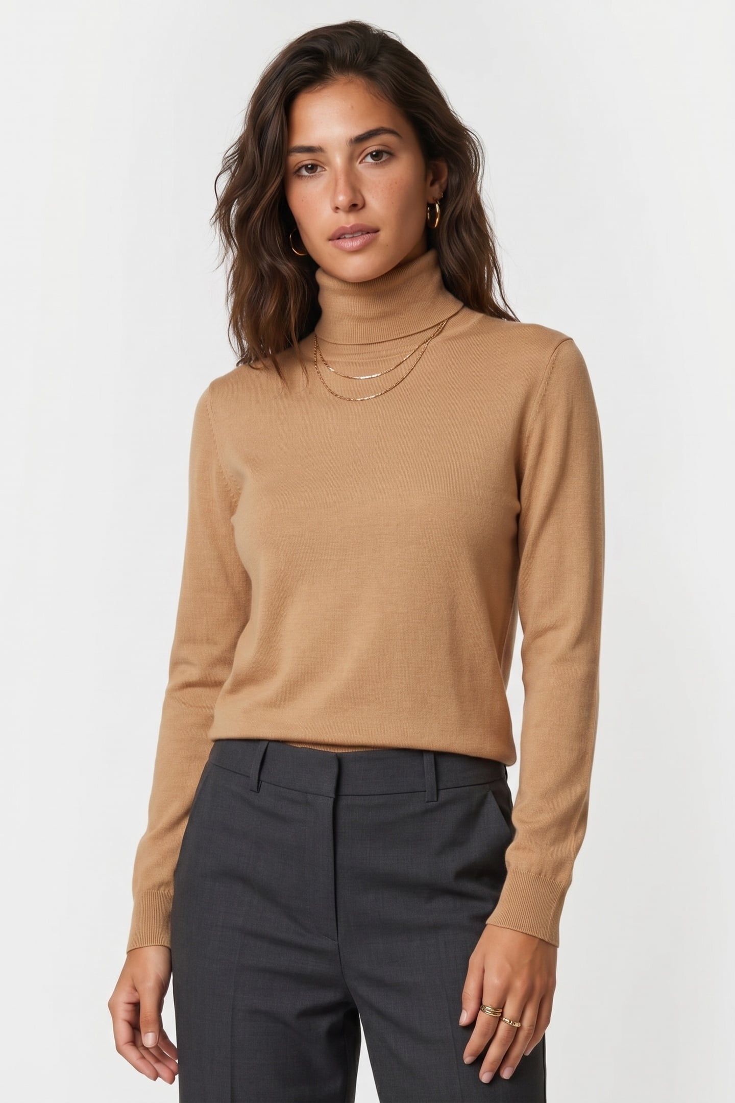 MERINO WOOL TURTLENECK CAMEL 1