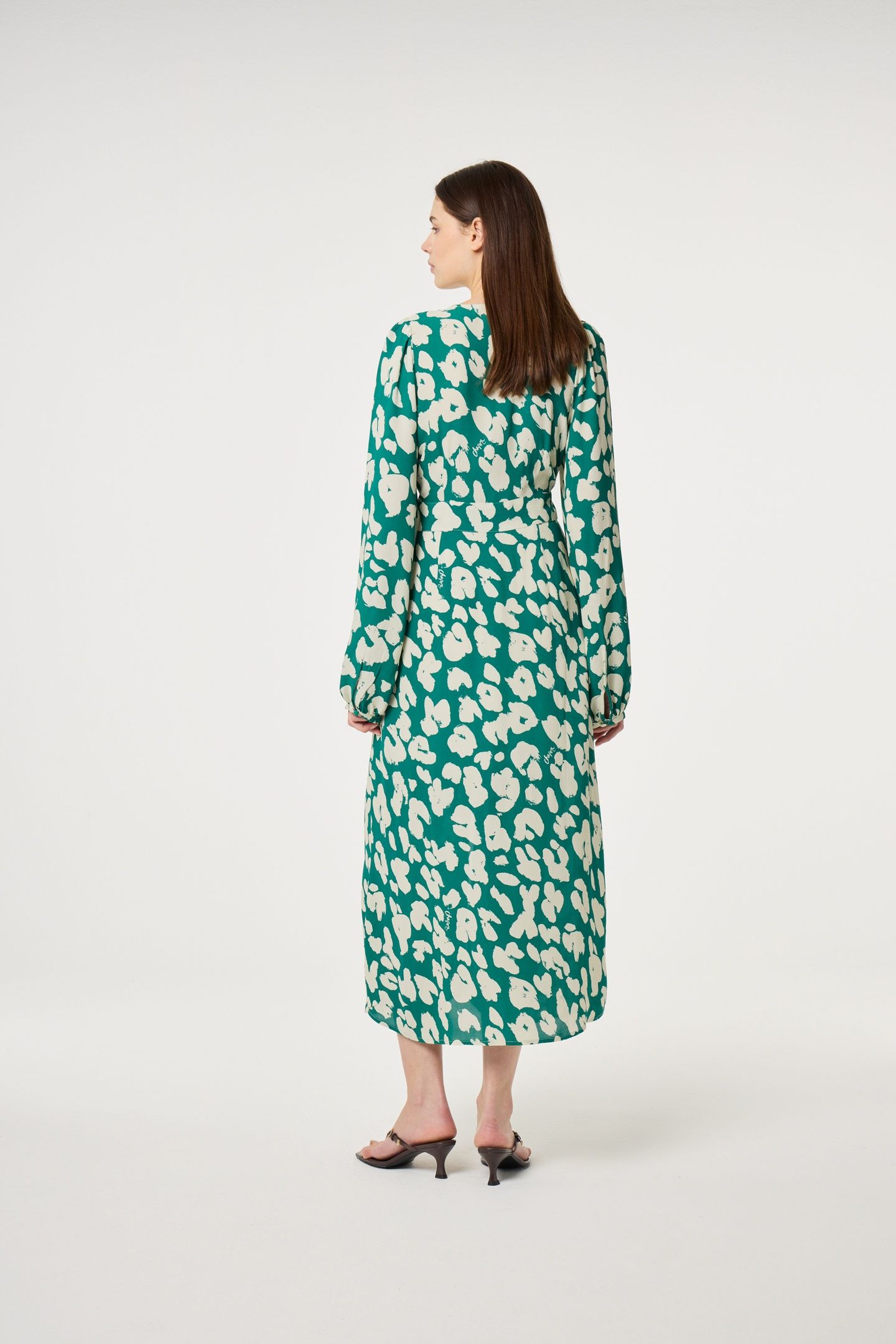ANA DRESS EVERGREEN/COSY WHITE 2
