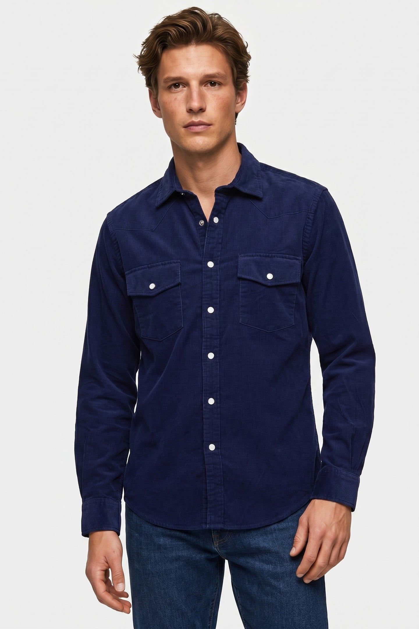 CASUAL SOLID SHIRT DARK BLUE 1