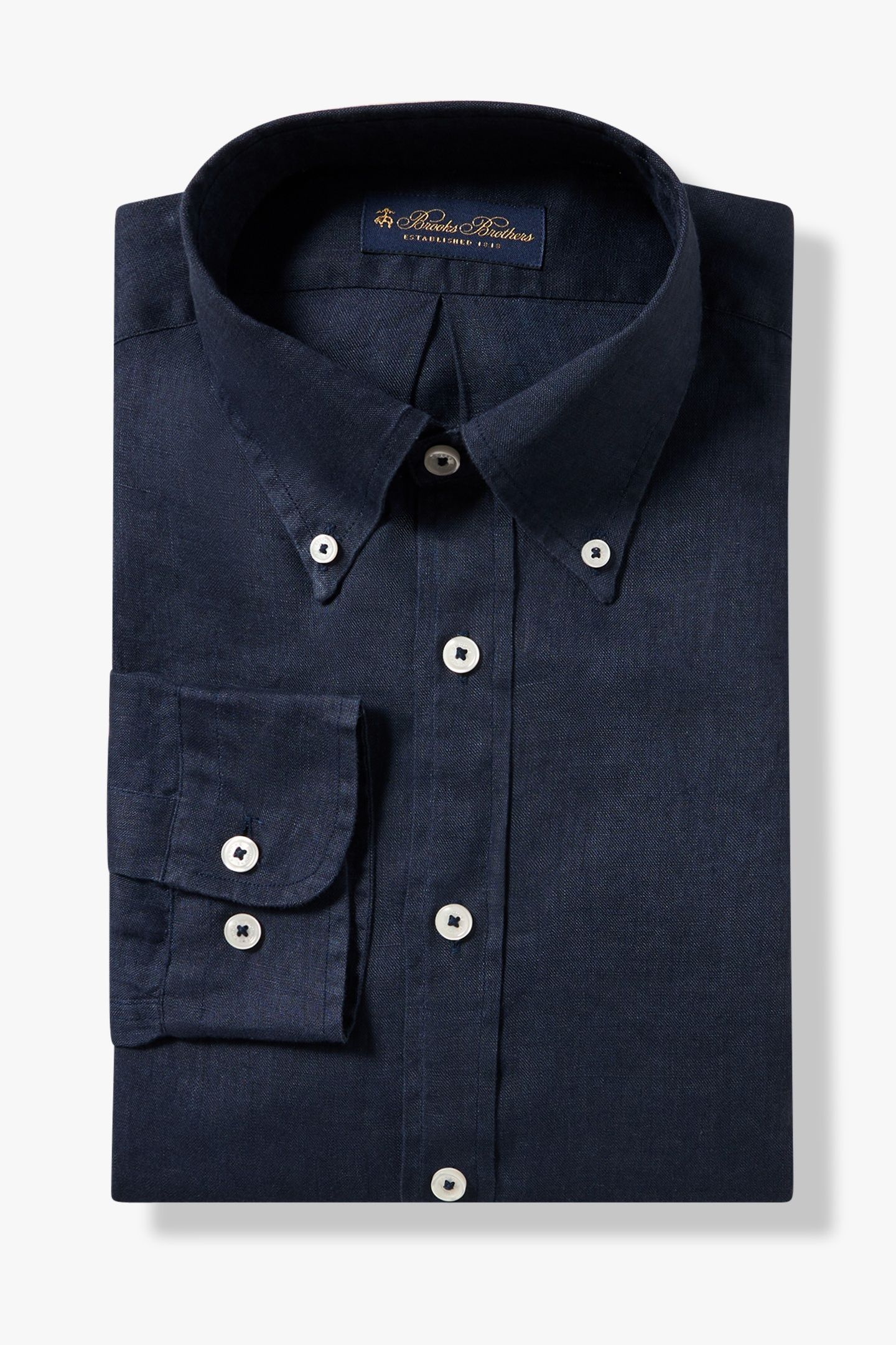 SLIM FIT LINEN BUTTON DOWN SHIRT NAVY 6