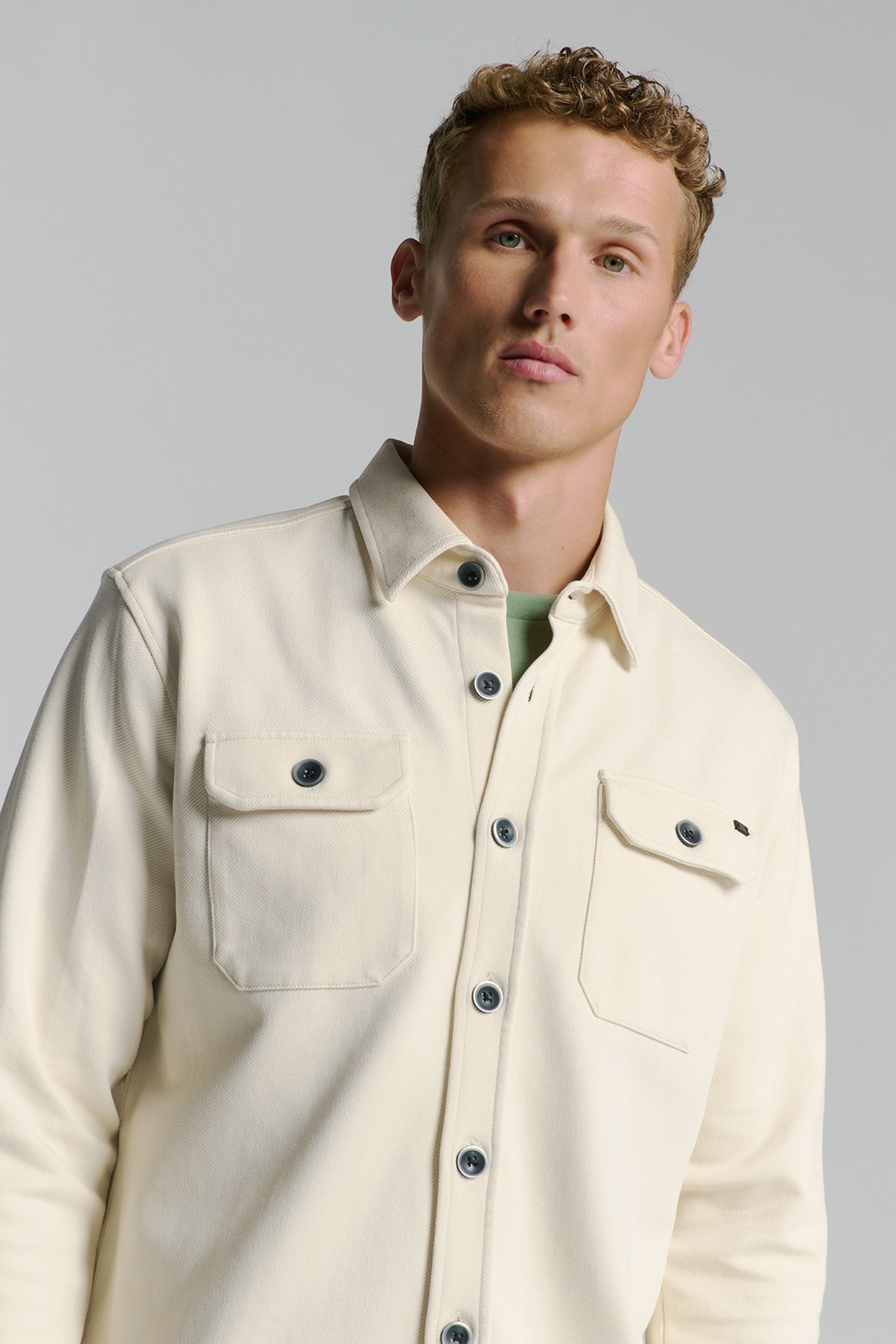 OVERSHIRT BUTTON CLOSURE SWEAT CHALK 2