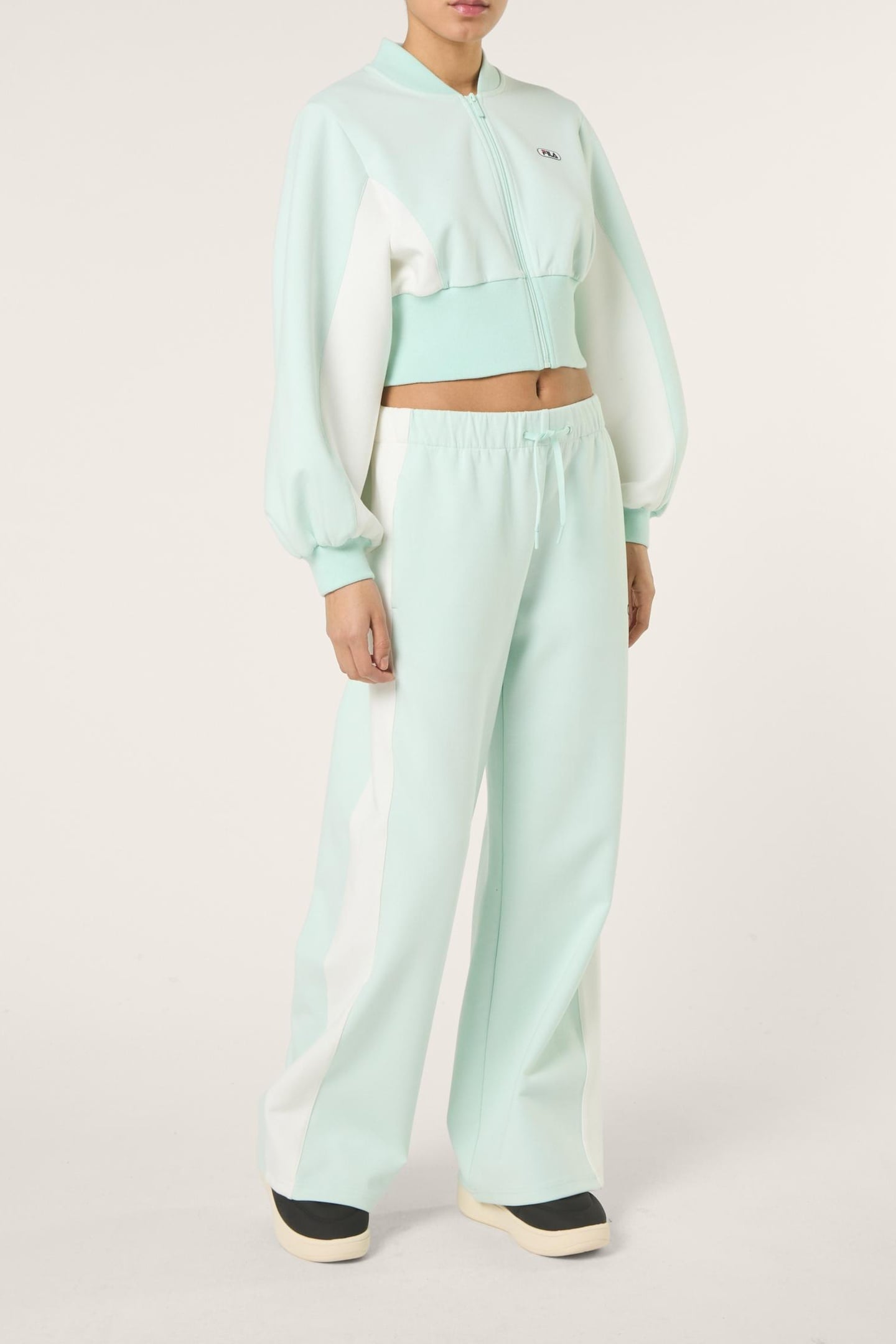 LECORE WIDE CONTRAST PANEL SCUBA TRACK PANTS SOOTHING SEA-EG 2