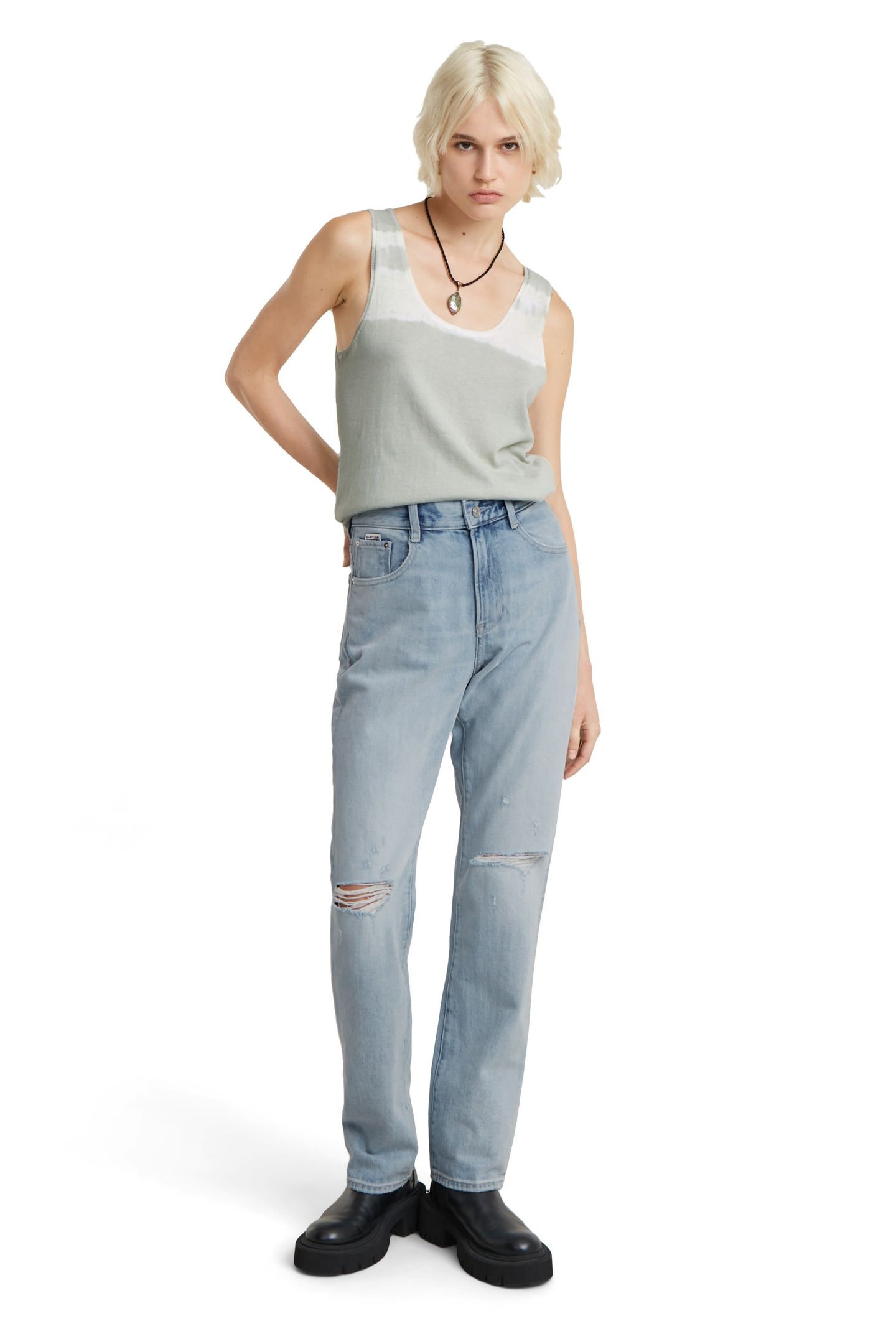 VIKTORIA HIGH STRAIGHT SUN FADED RIPPED MIRAGE BLUE 1