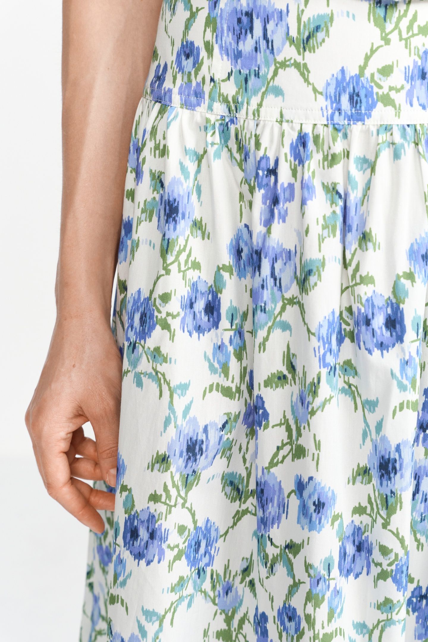 PRINTED COTTON MIDI SKIRT PALACE BLUE 5