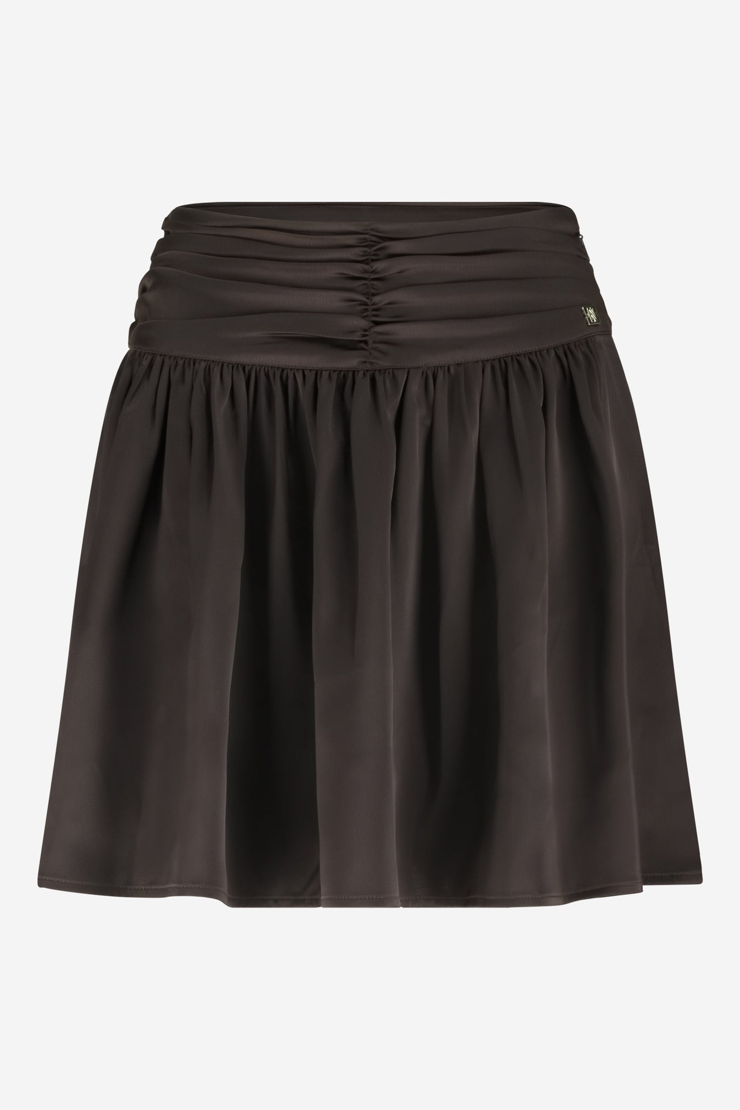 CHIOS SATIN SKIRT DARK BROWN 1