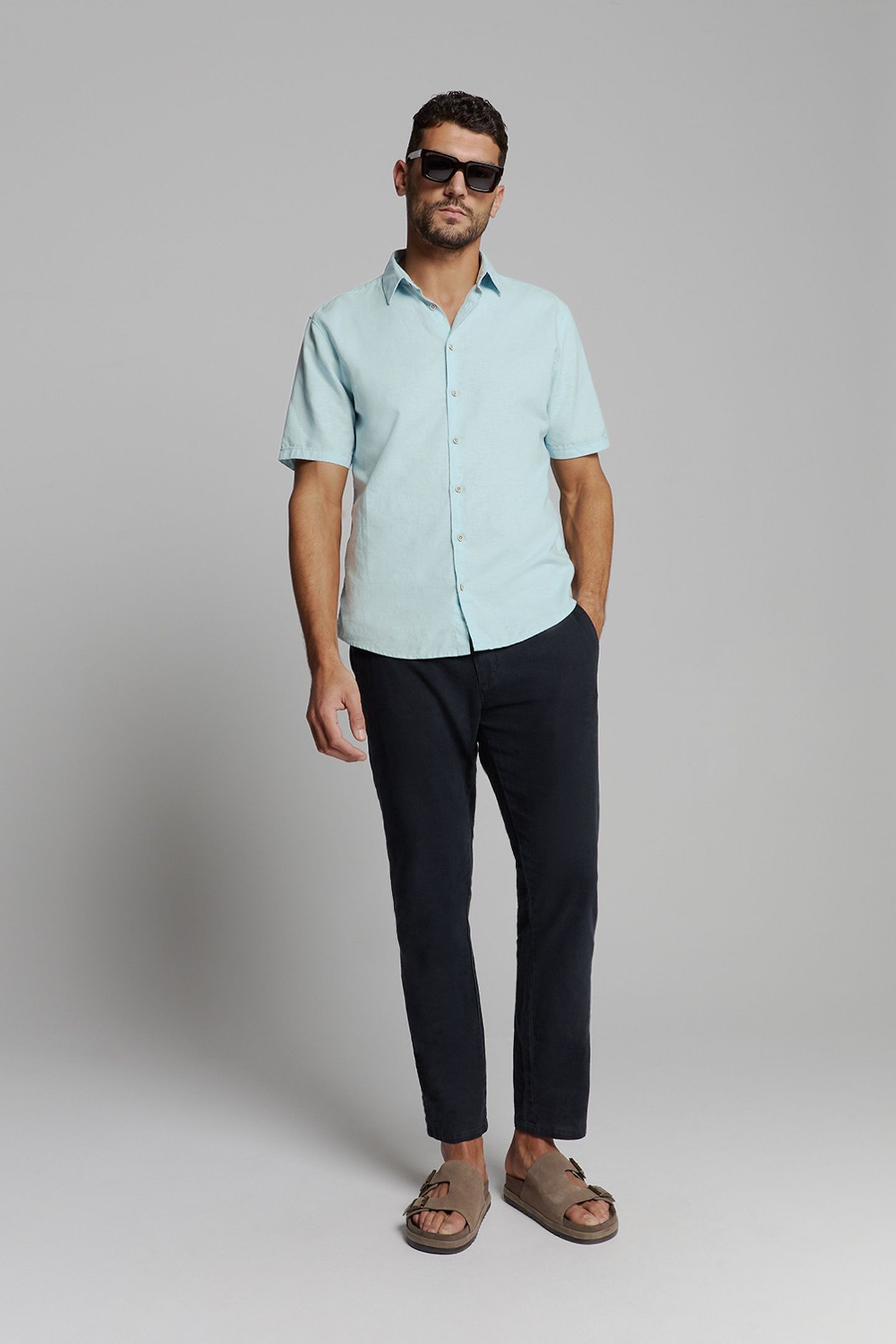 SHIRT SHORT SLEEVE SOLID WITH LINEN ICE 2