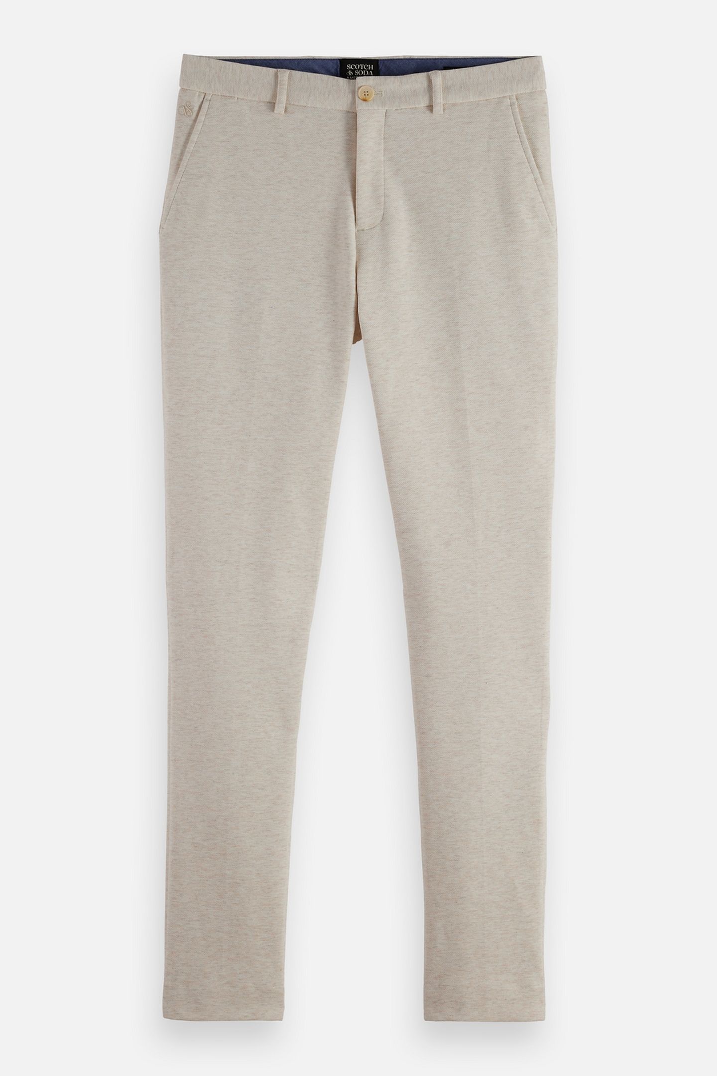 MOTT - TAILORED KNITTED YARN DYED CHINO OFF WHITE MELANGE 4