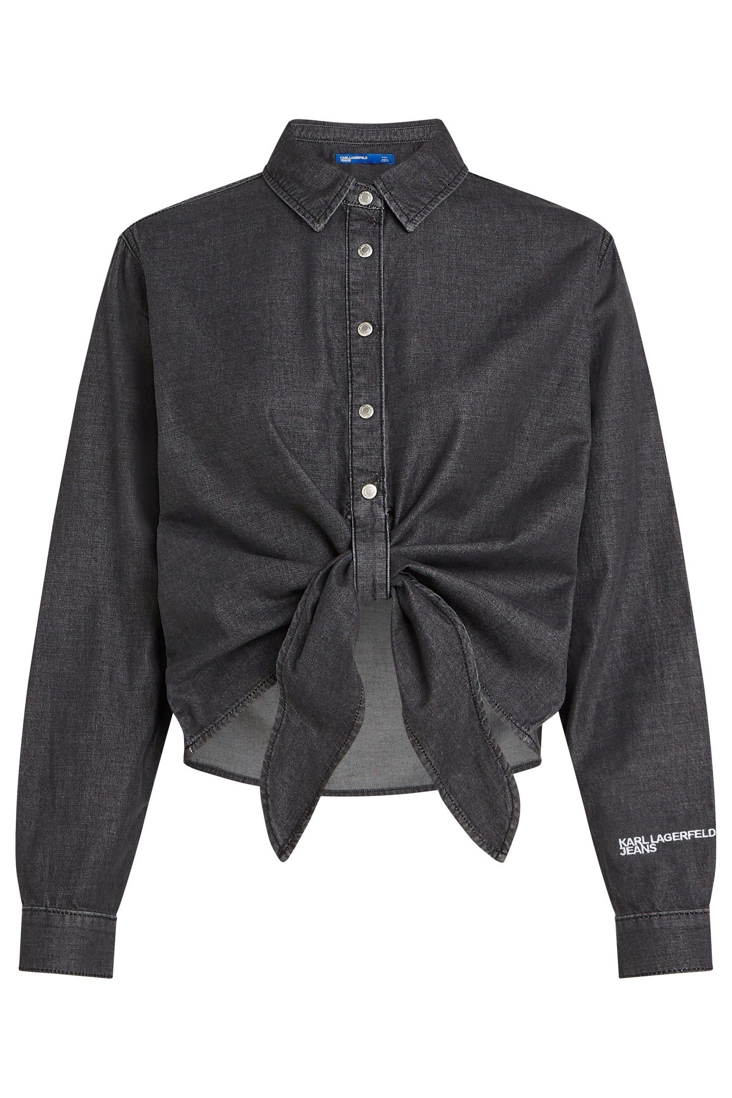 DENIM WRAP BLOUSE WASHED BLACK 4