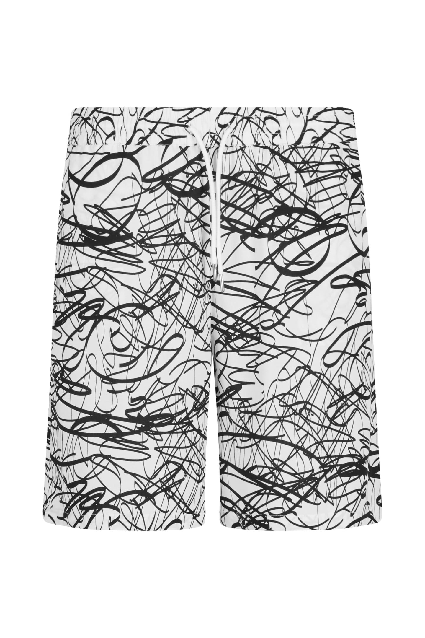 VISCOSE AOP RESORT SHORTS WHITESCRIBBLE 1