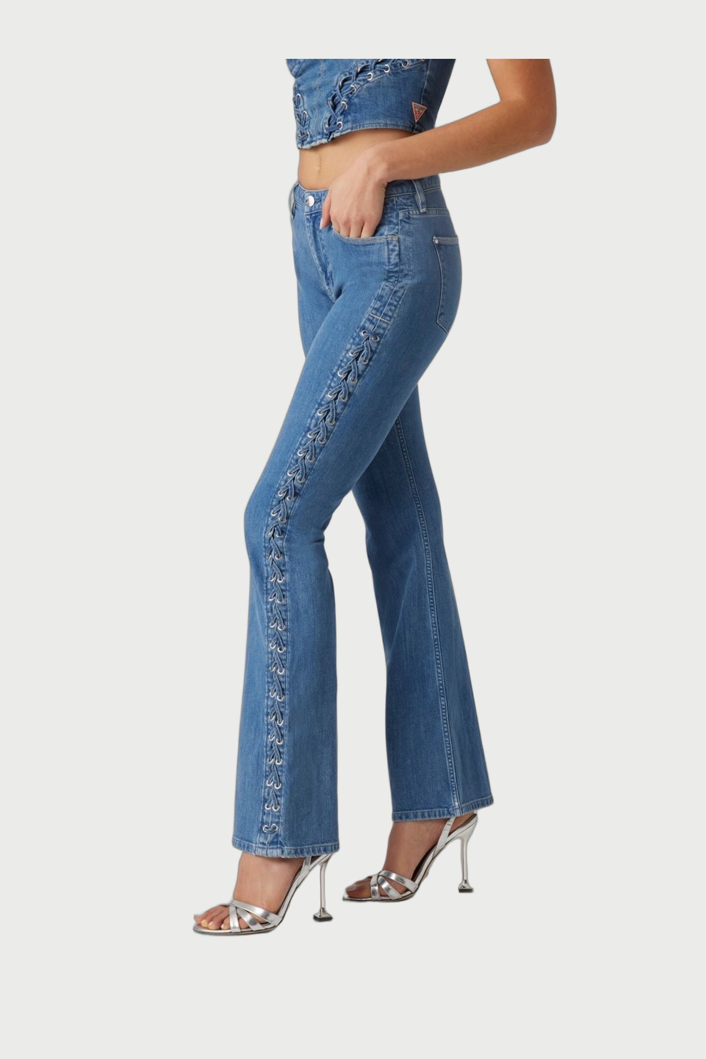 GUESS ECO SEXY FLARE LACE UP LACE UP BLUE 4