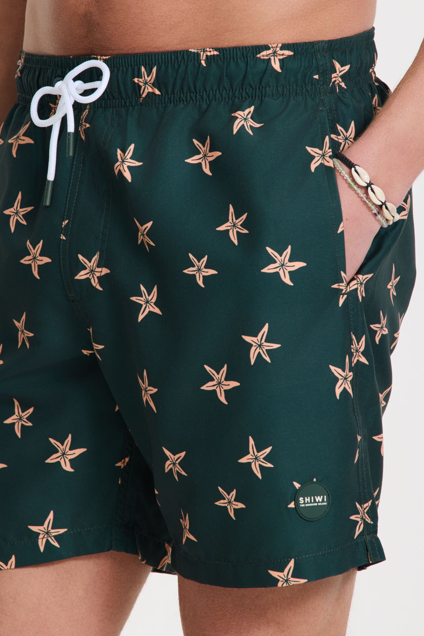 MIKE SWIM SHORTS 7 INCH STARFISHES GREEN LEAF MINI STARFISH 7