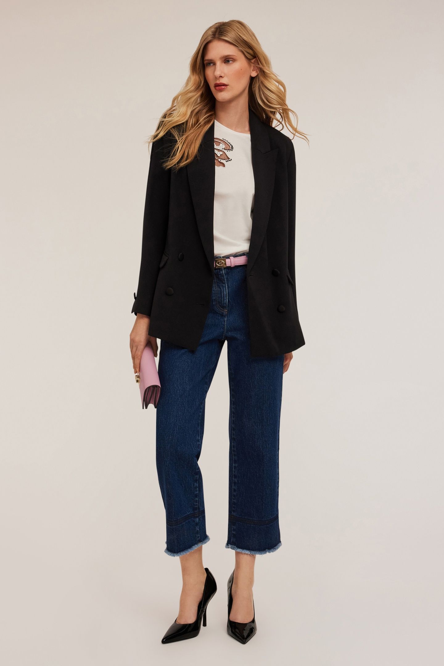 CROPPED KICK FLARE JEANS BLUE 3