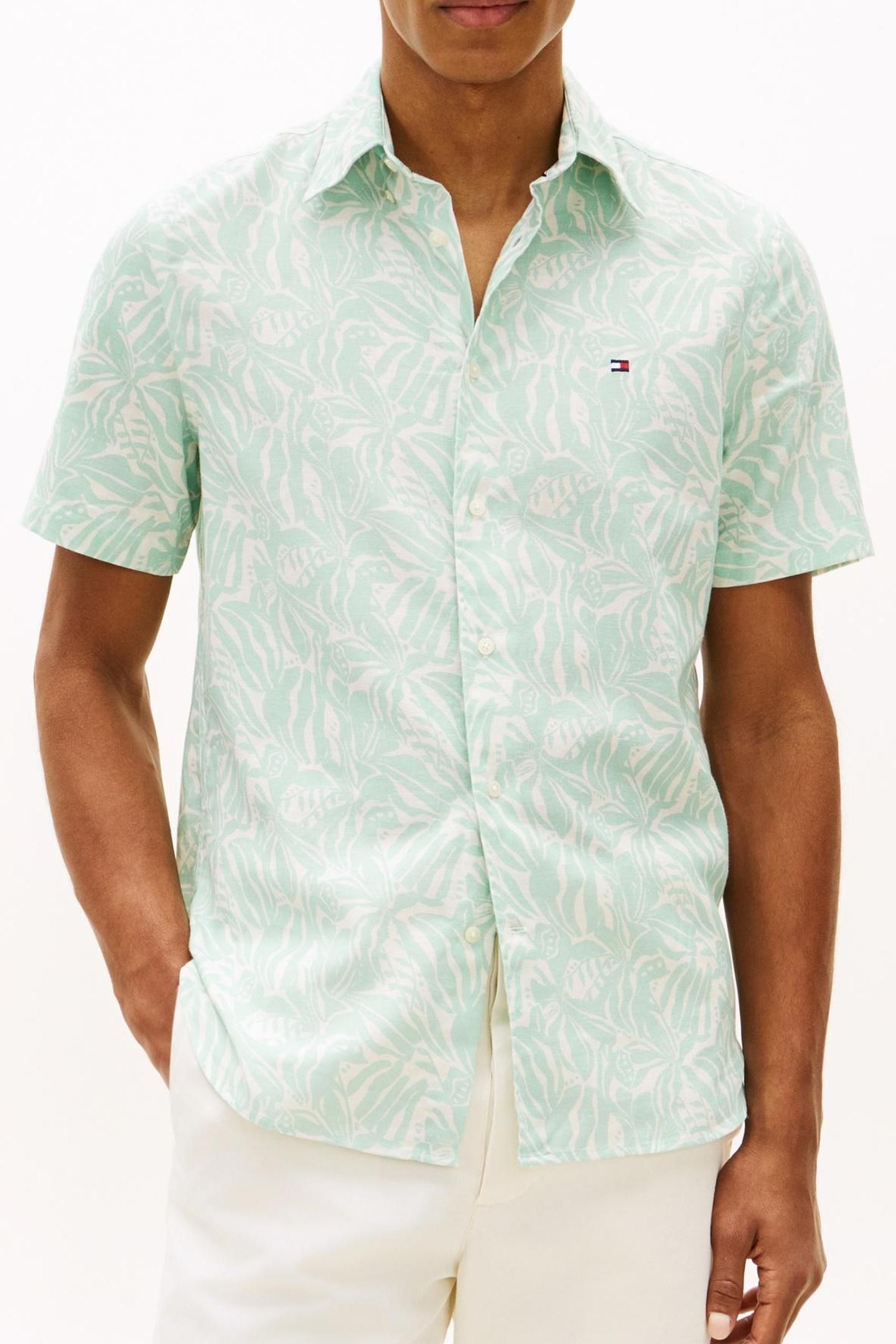 LINEN BLEND SHIRT CRUSHED MINT/ALLOVER 1