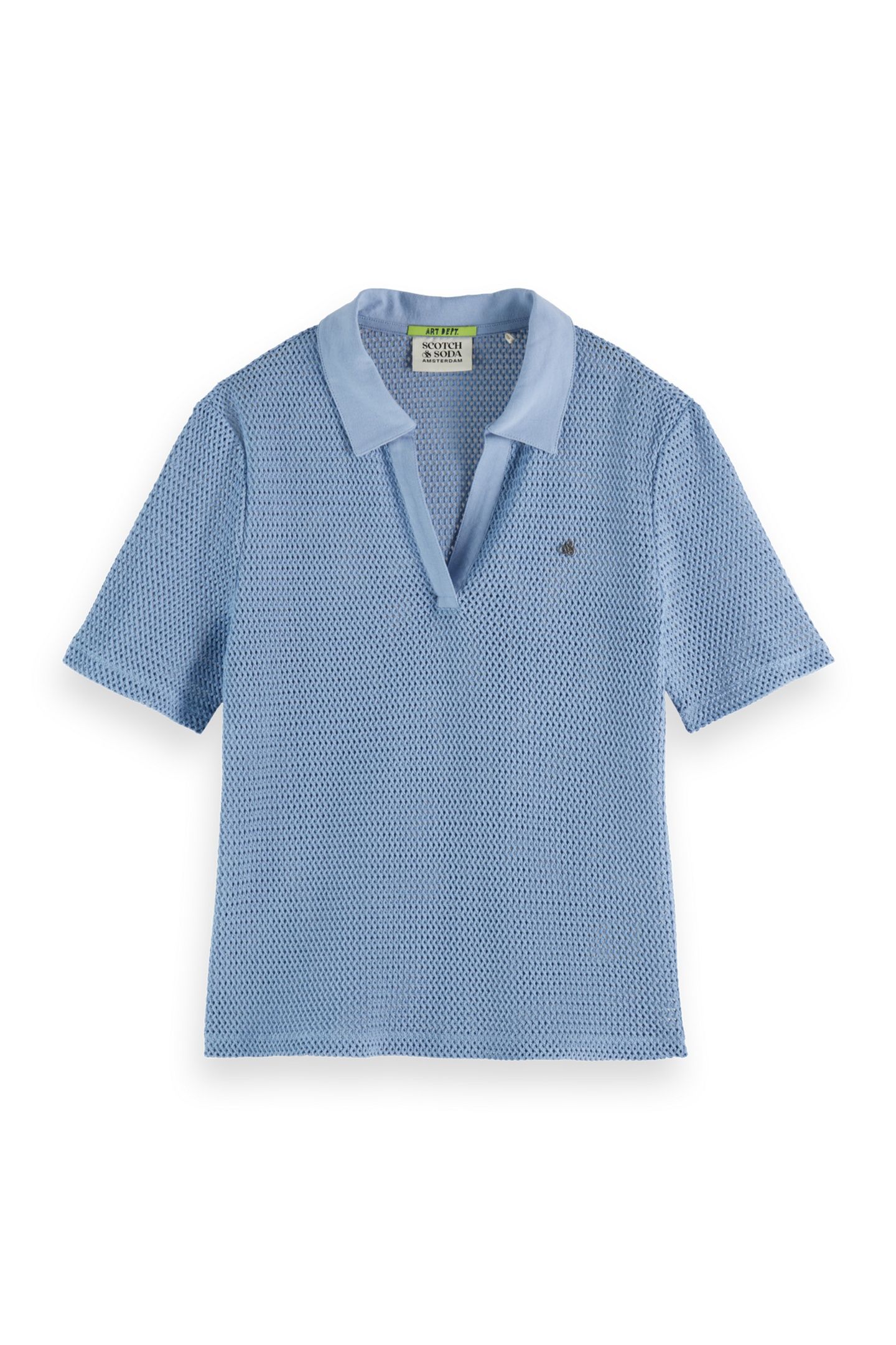 CROCHET POLO FADED DENIM 4