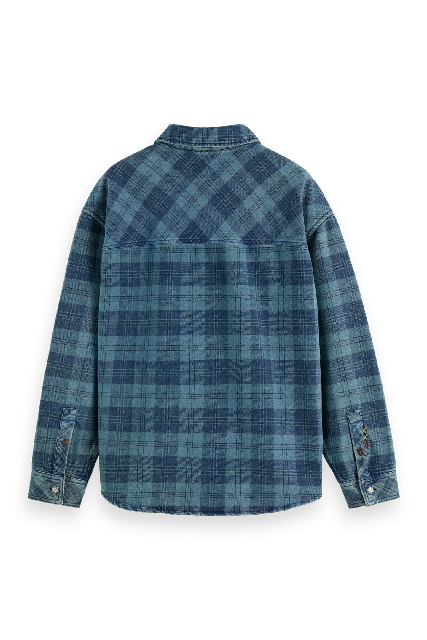 WASHED DENIM CHECKED OVERSHIRT INDIGO CHECK 2