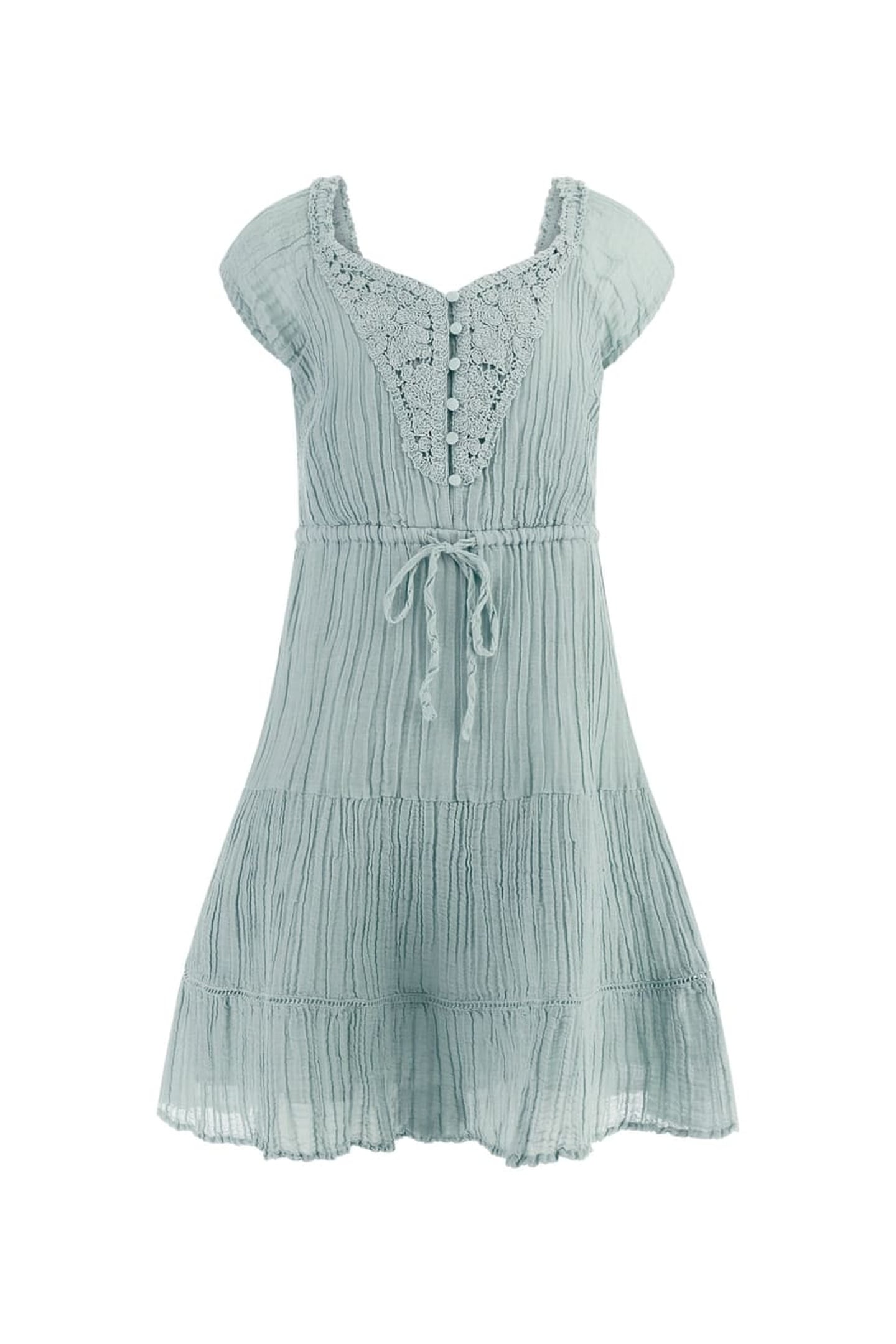 GUESS ECO SL CIEL GAUZE DRESS SEAFOAM MIST MULTI 5