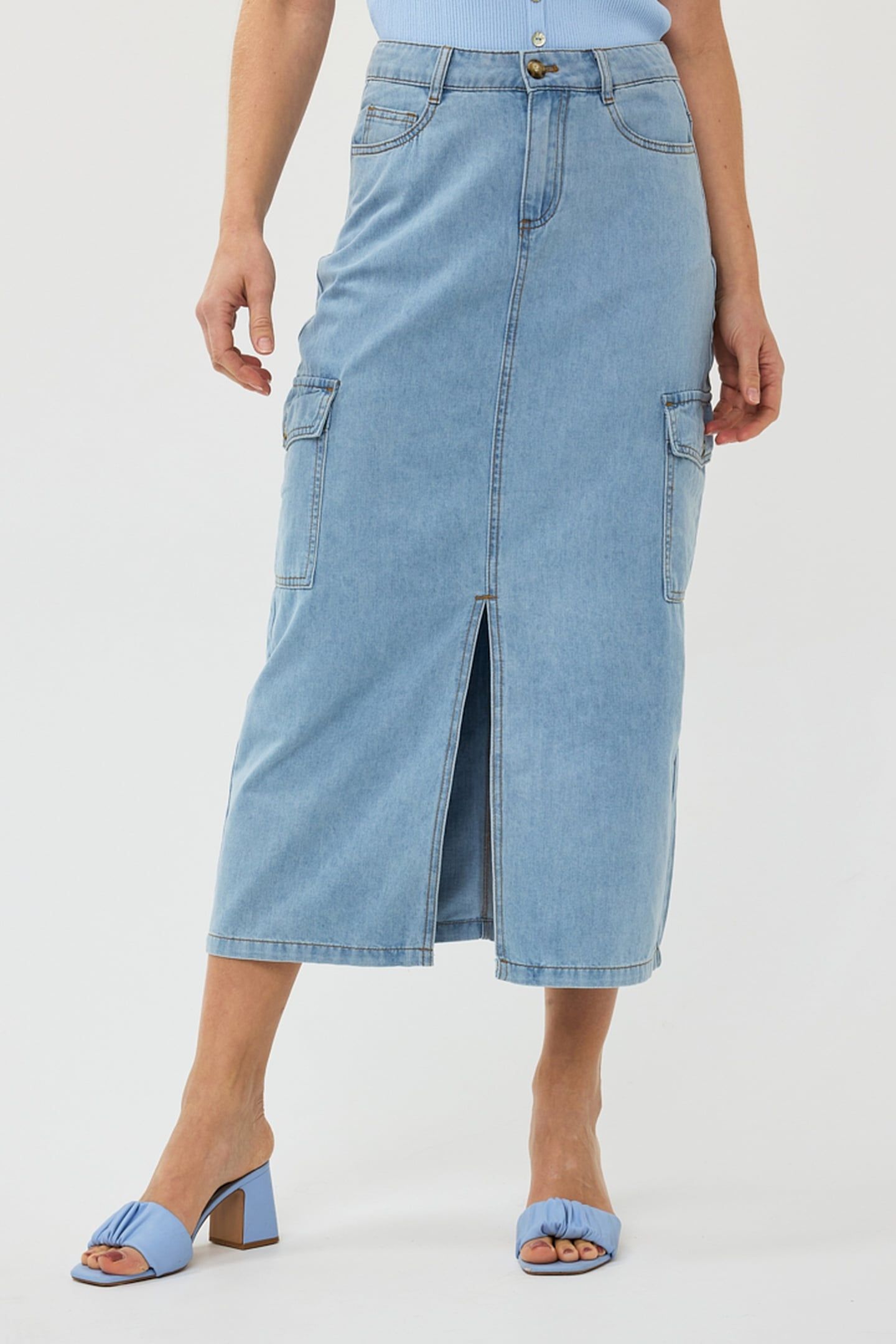 SKIRT CARGO MIDI JEANS BLUE 1