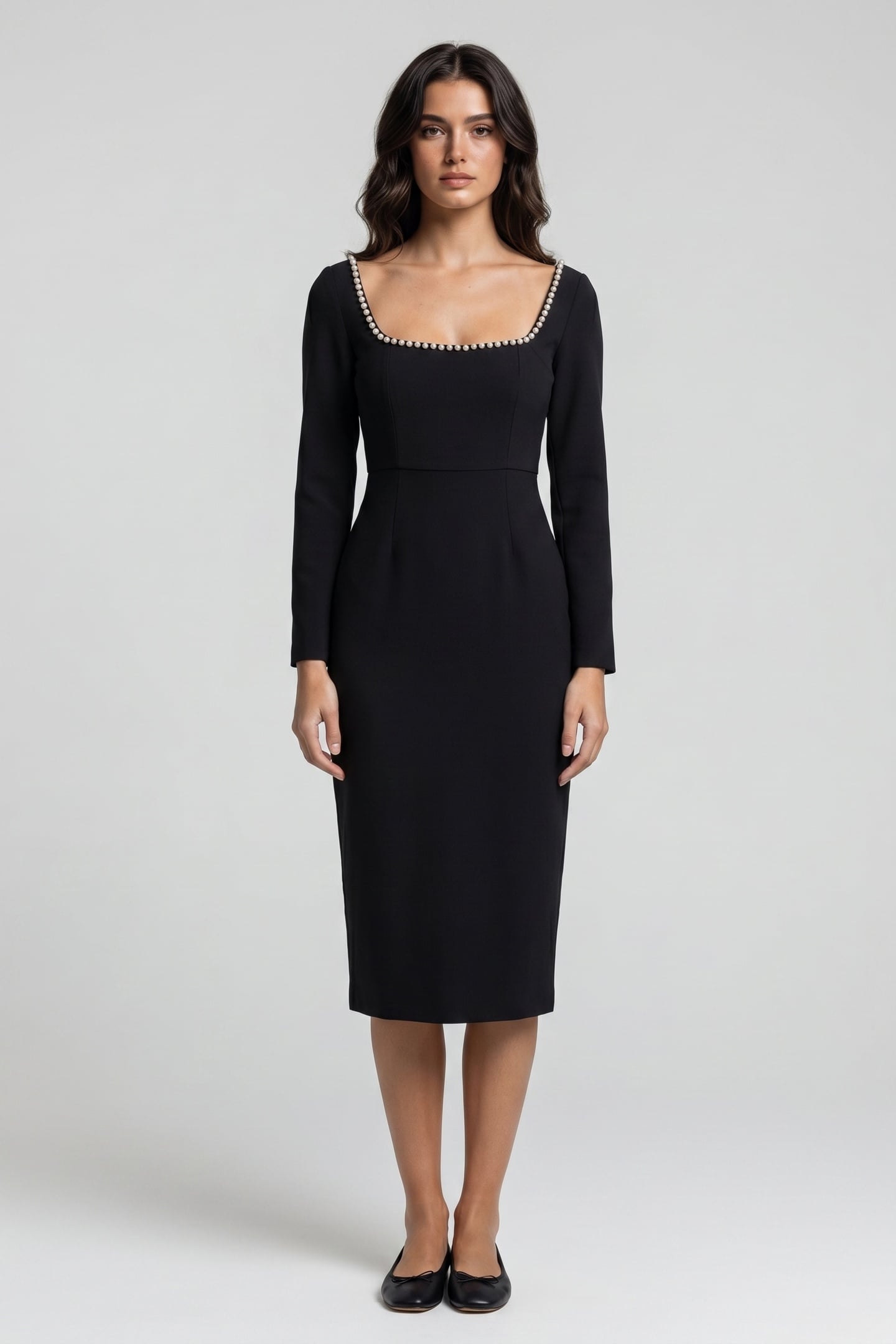 PEARL MIDI DRESS BLACK 2