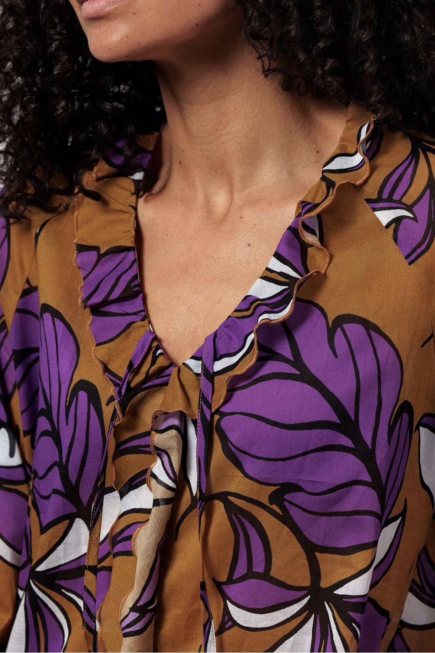 LOLA FLOWER BLOUSE HONEY/PURPLE 5