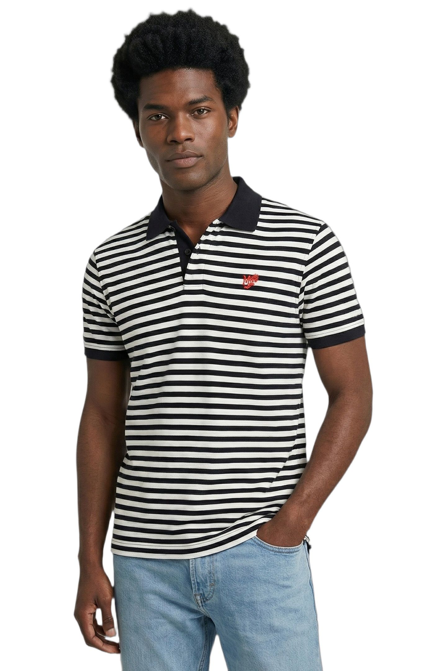 PIQUE STRIPE POLO OFF WHITE 1
